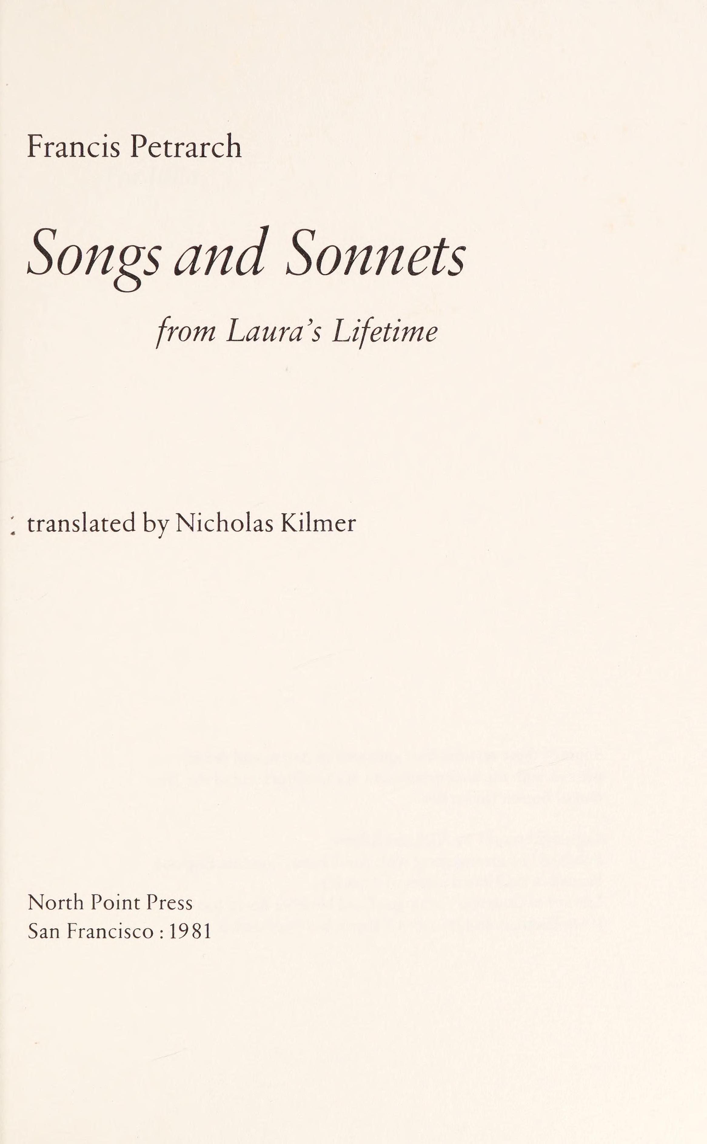 Songs and Sonnets from Laura's Lifetime