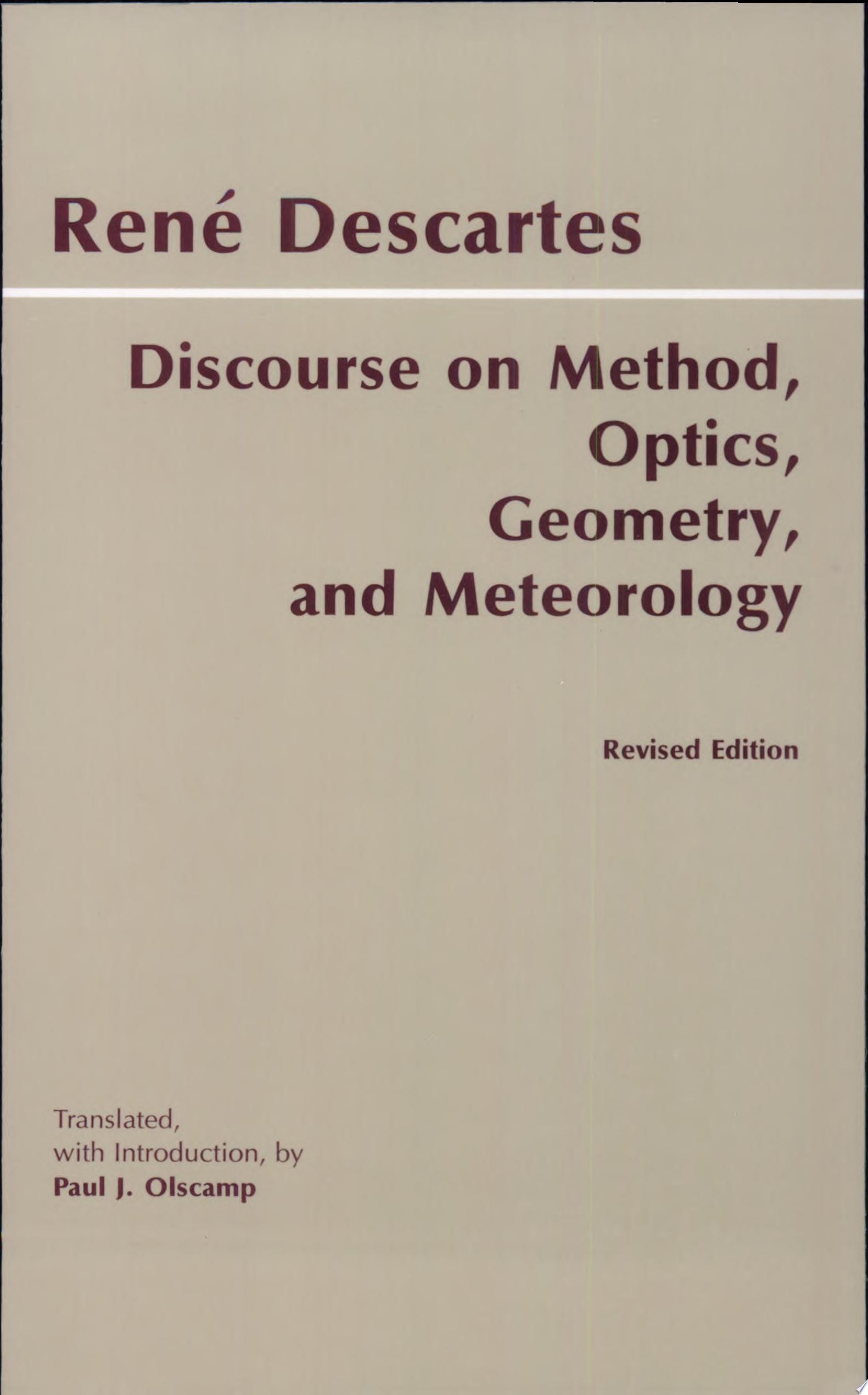 Discourse on Method, Optics, Geometry, and Meteorology