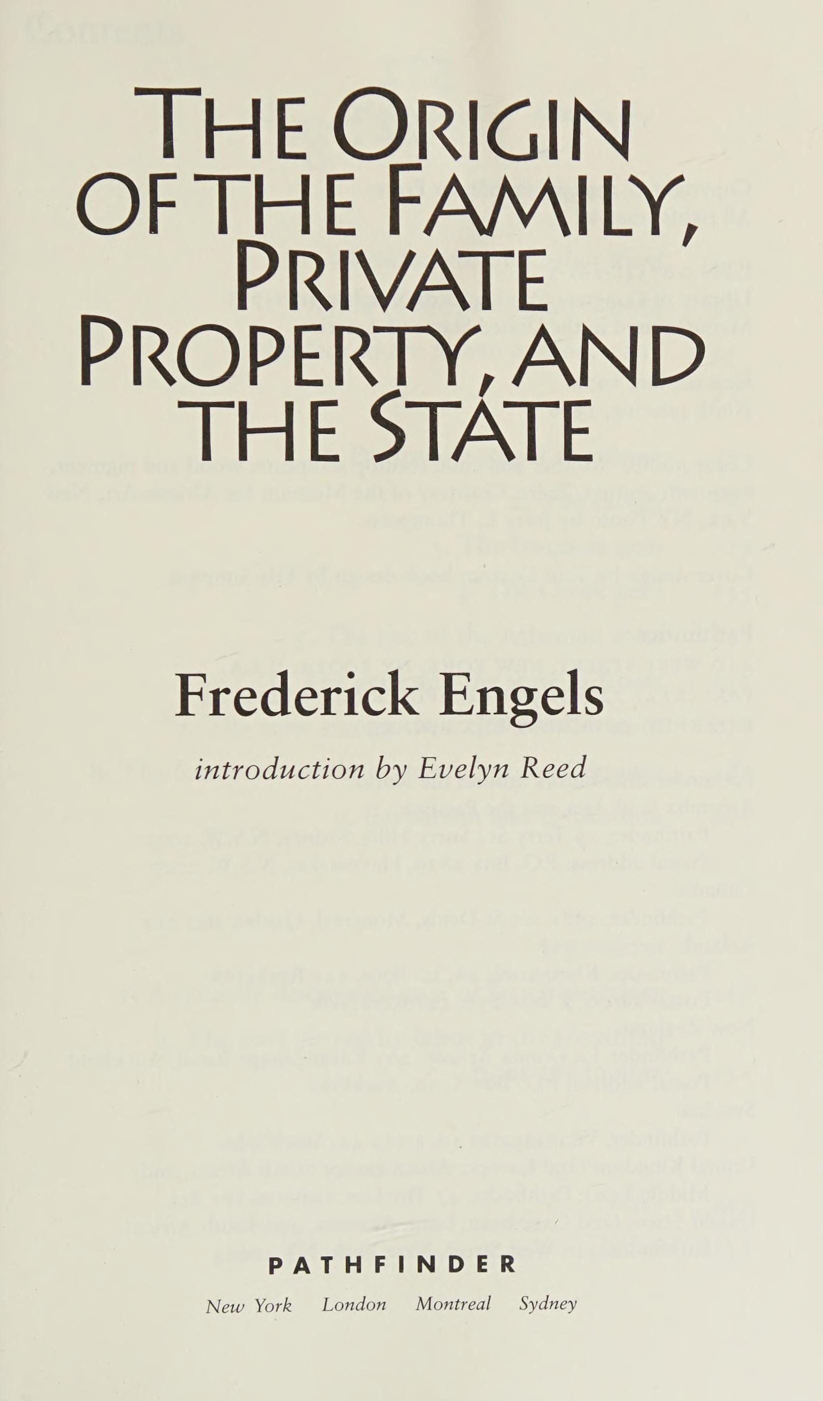 Origin of the Family, Private Property and the State