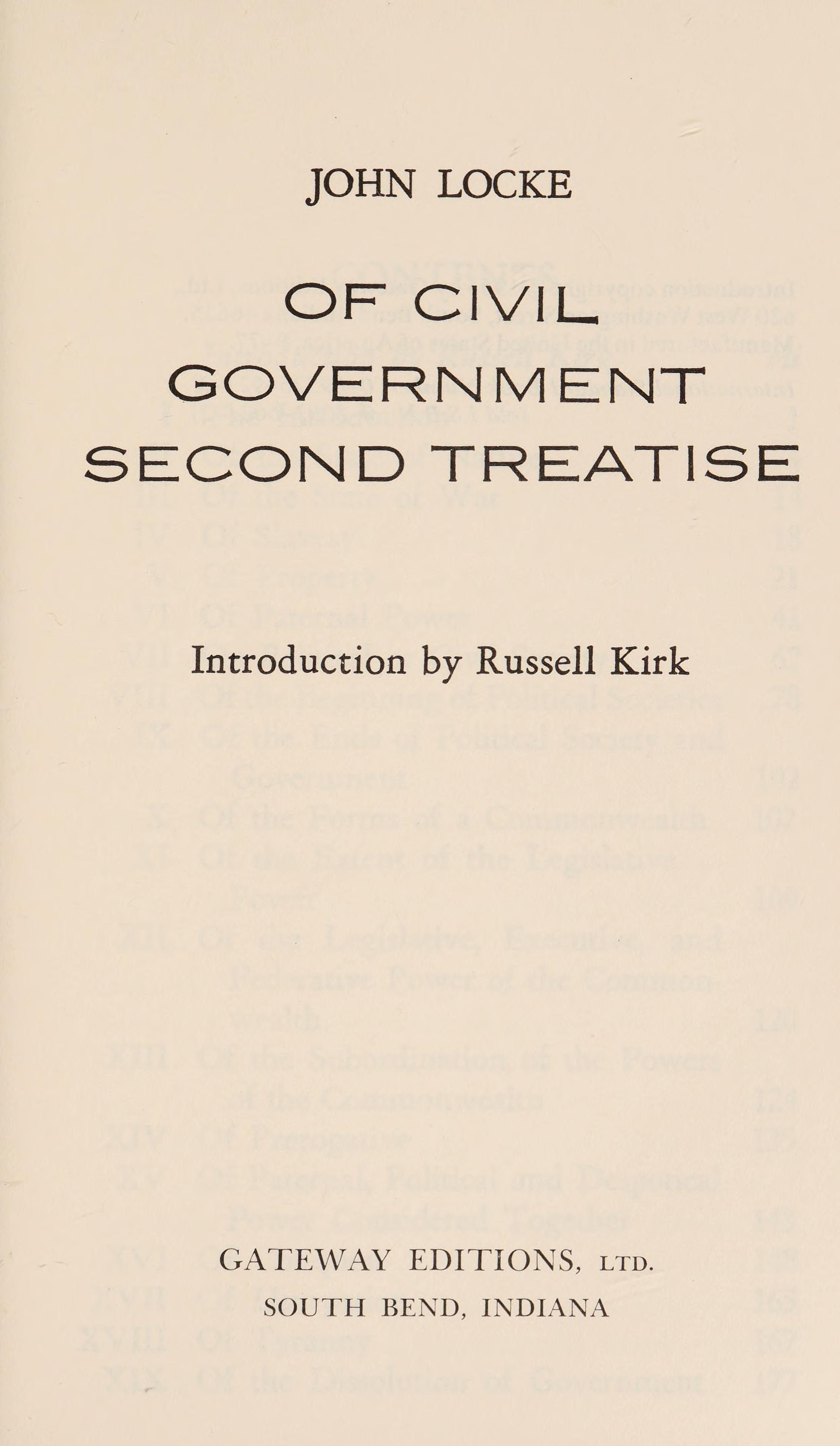 Of Civil Government: Second Treatise