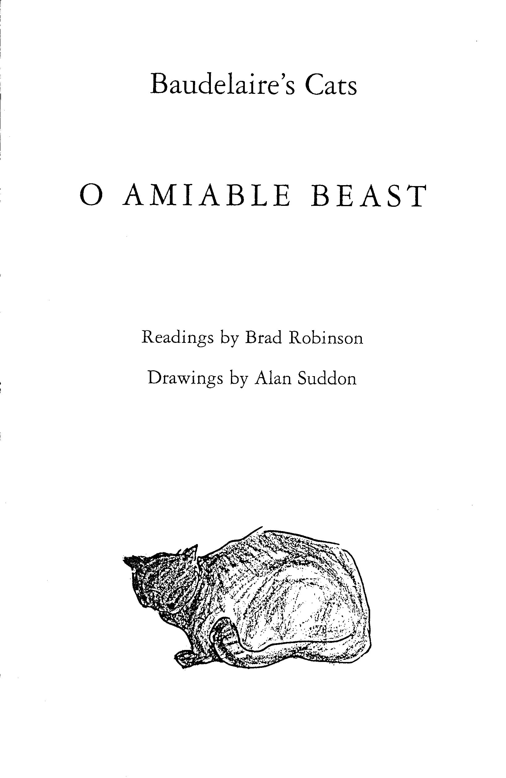 O Amiable Beast Baudelaire's Cats