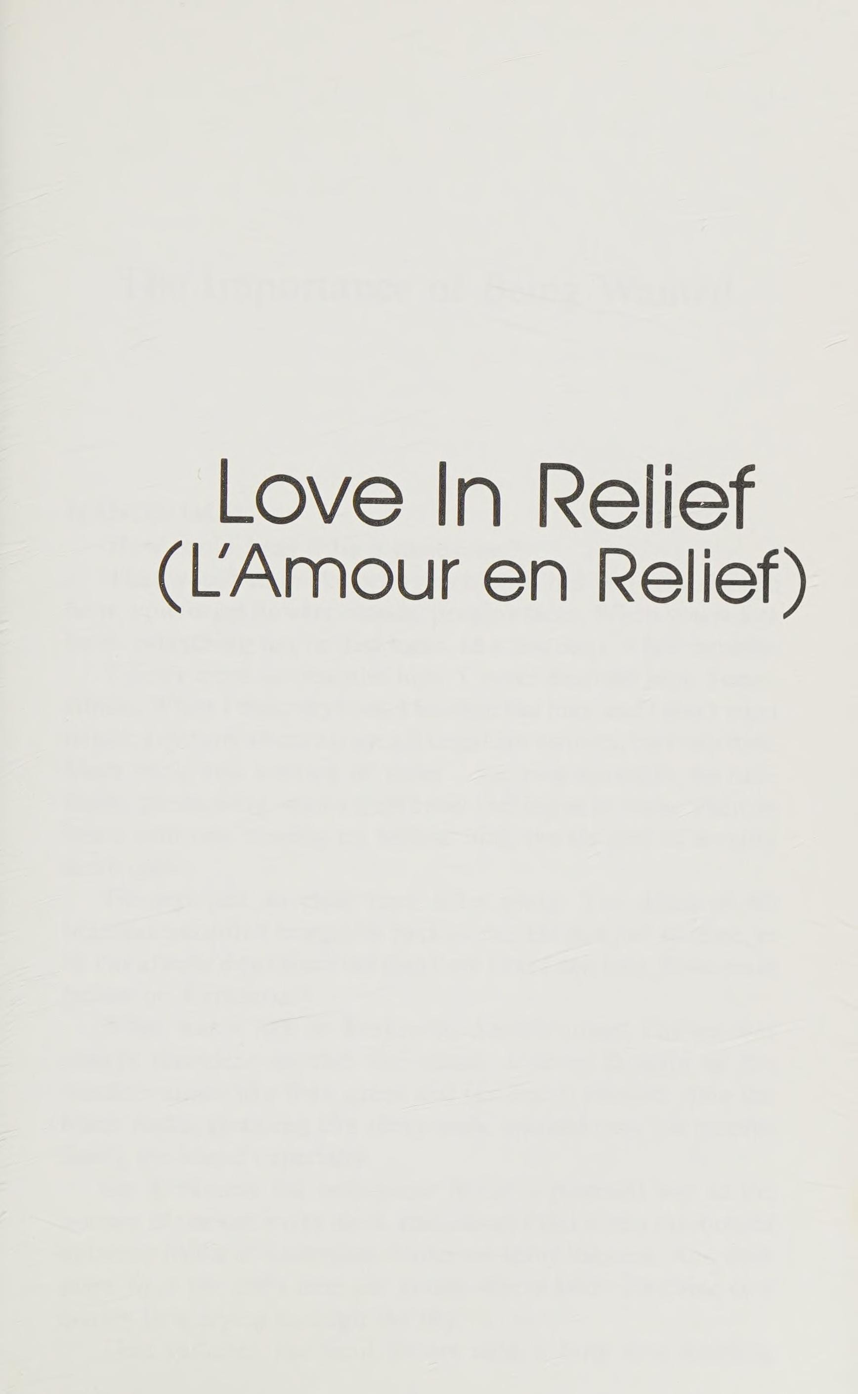 Love in Relief (L'amour en Relief)