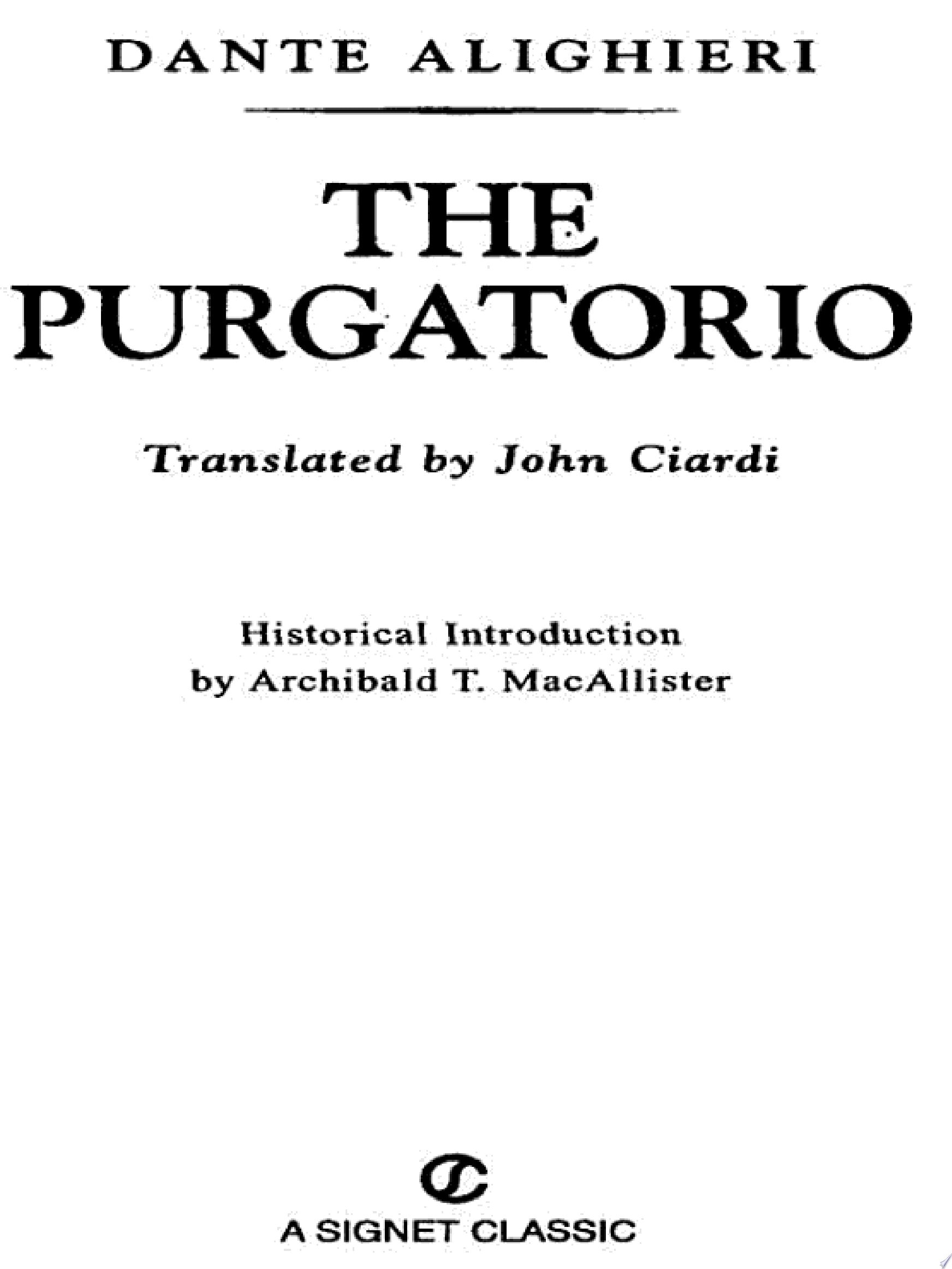 The Purgatorio (Classic Reprint)