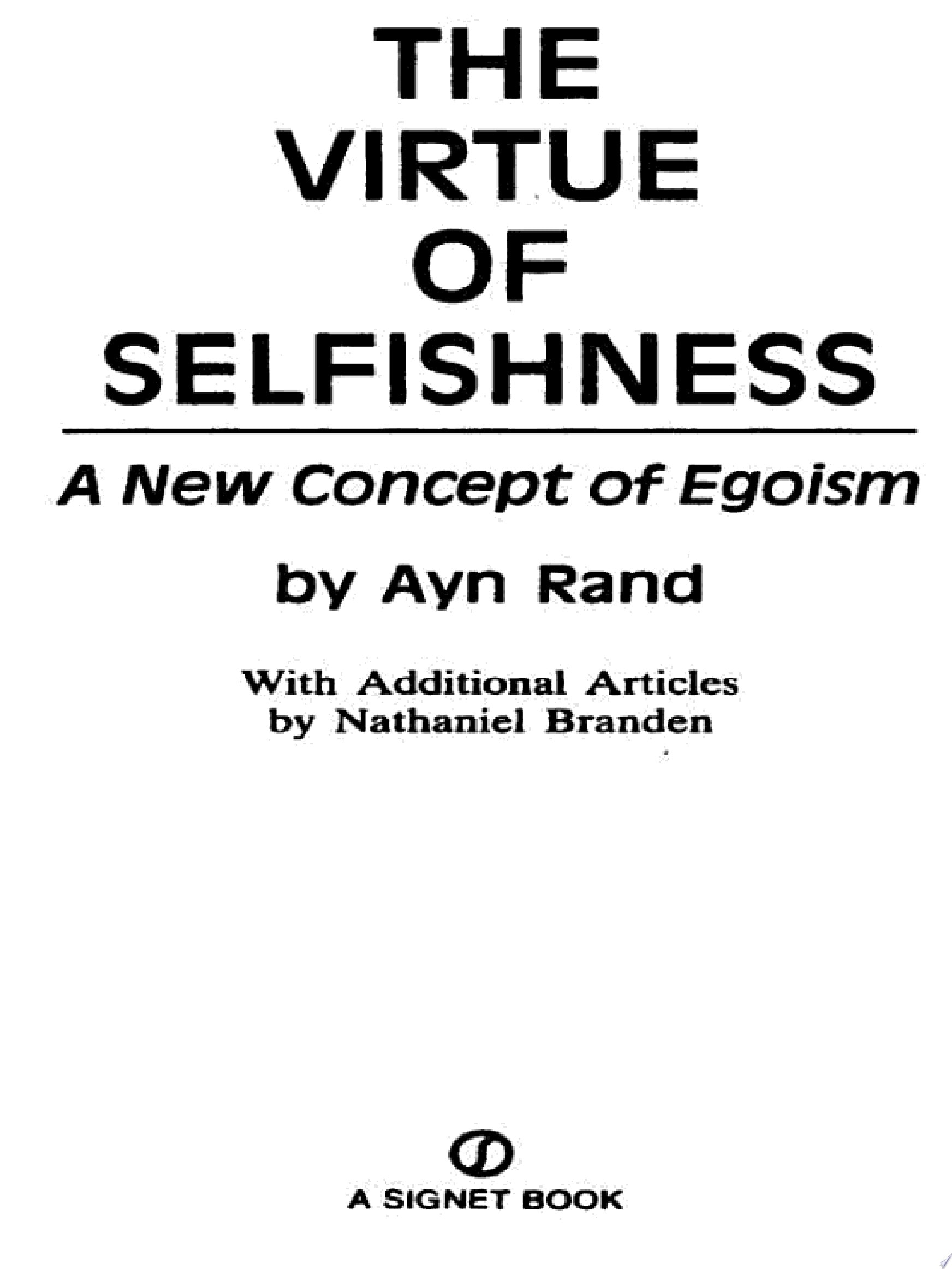 The Virtue of Selfishness
