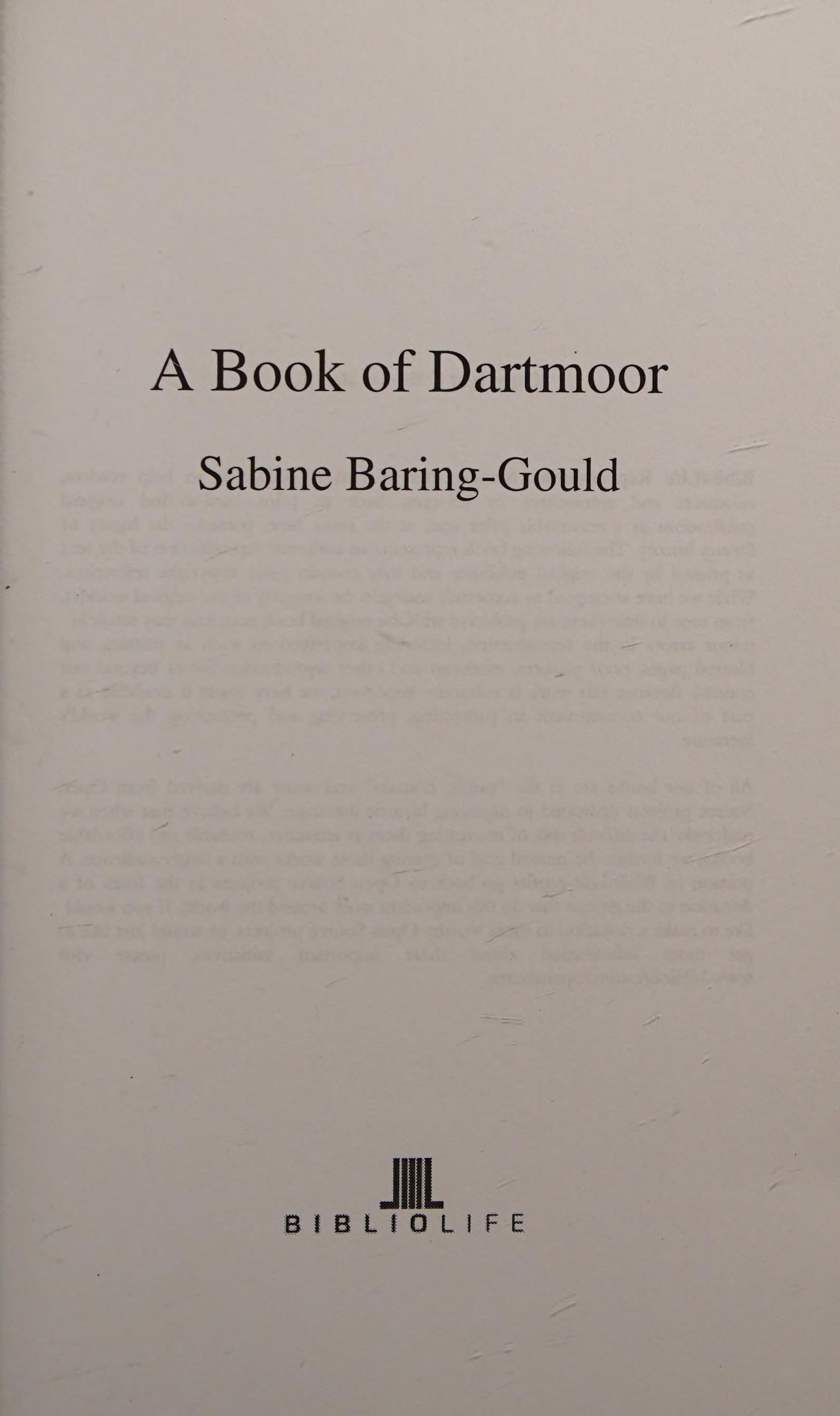 A Book of Dartmoor