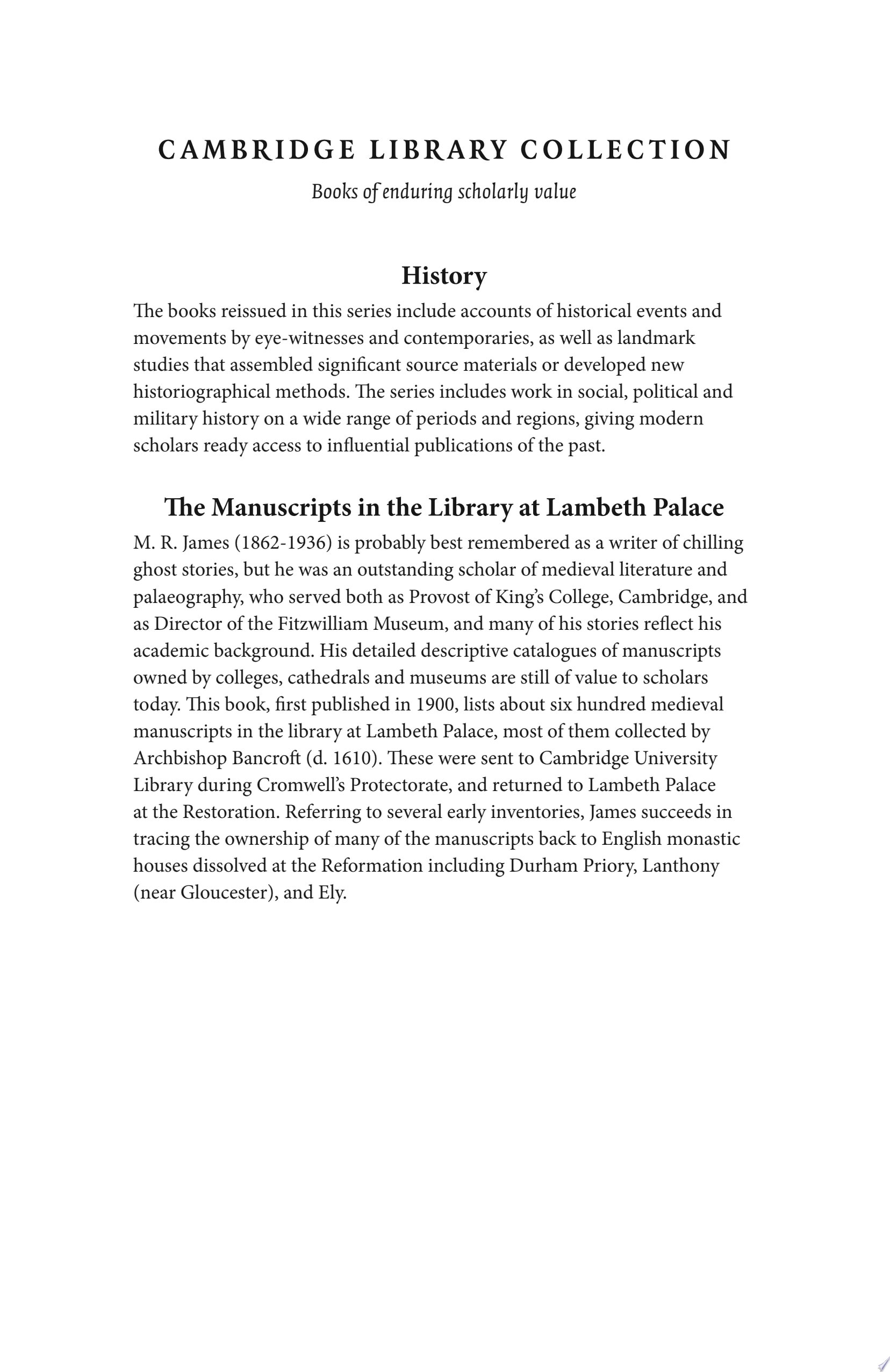 The Manuscripts in the Library at Lambeth Palace