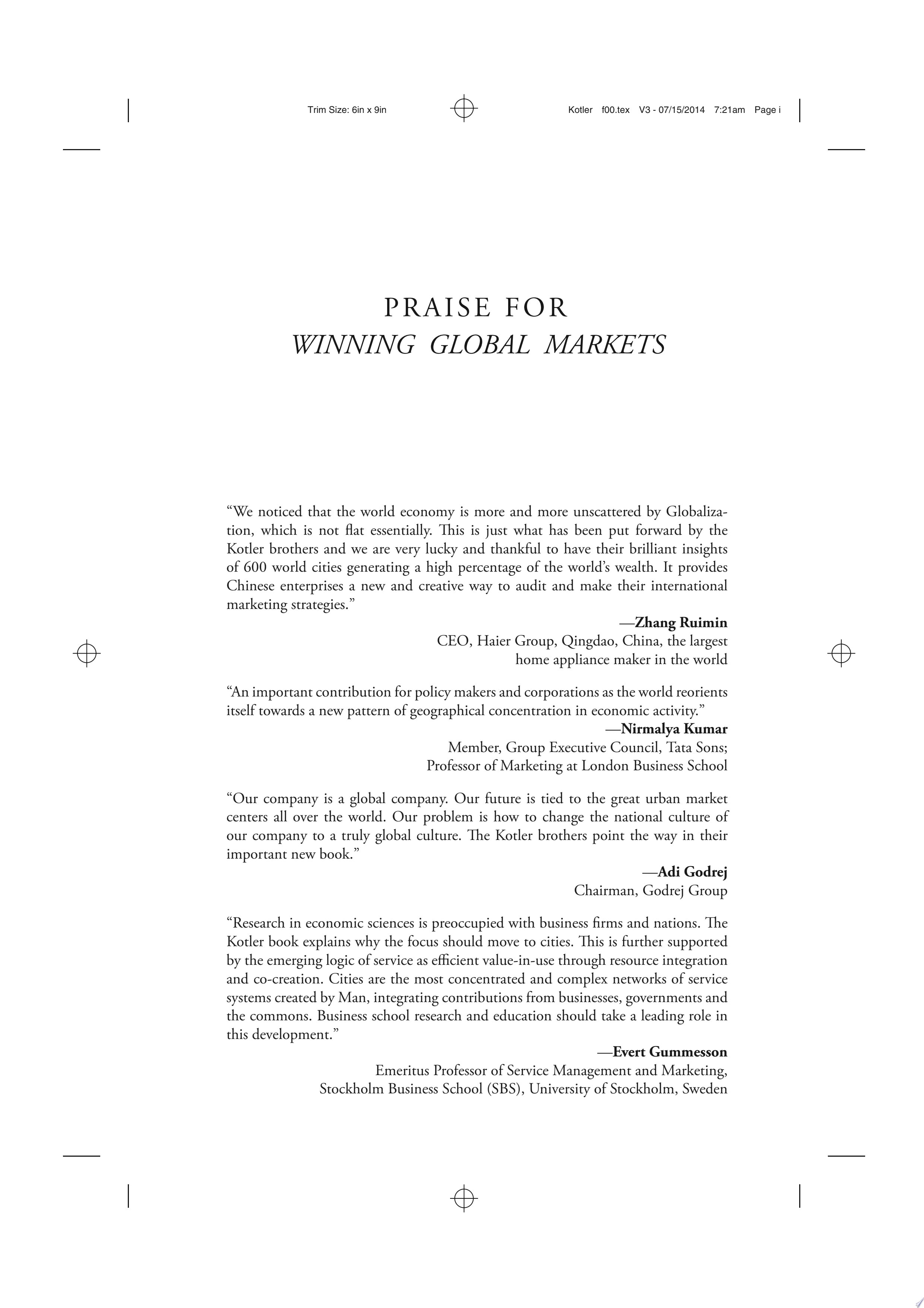 Winning Global Markets How Businesses Invest and Prosper in the World's High-Growth Cities