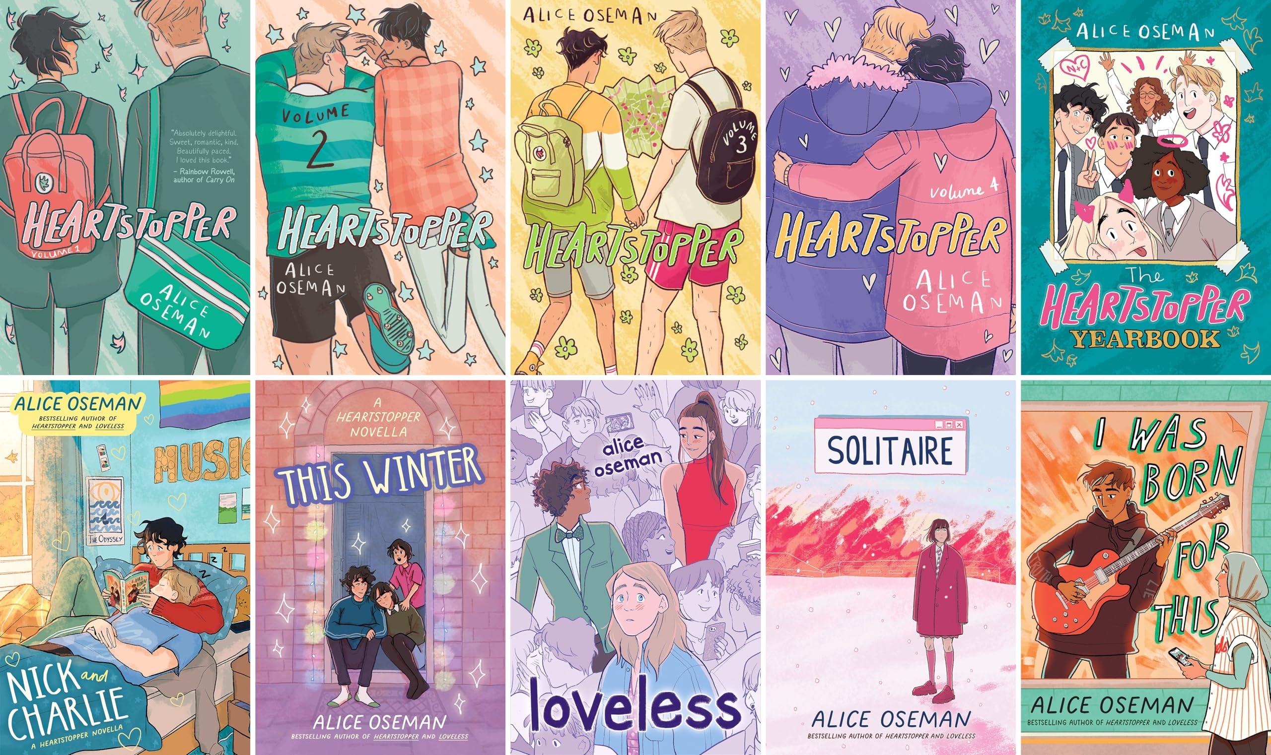 Alice Oseman 10 book Hardcover Collection (Heartstopper, Nick & Charlie, more)