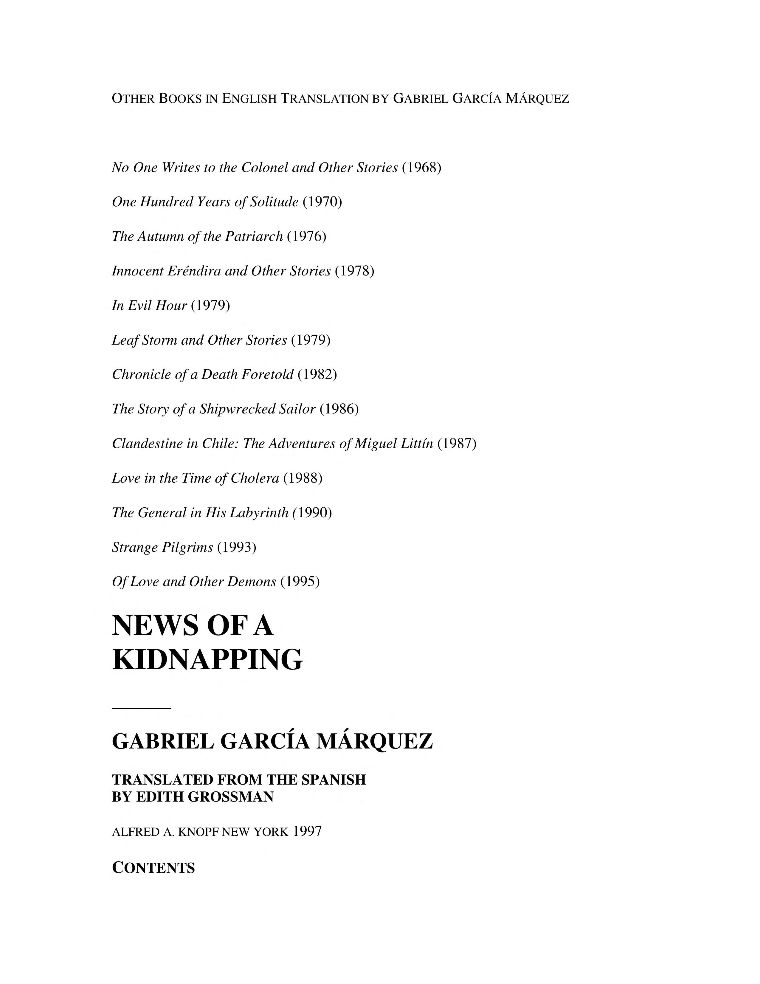 News of a Kidnapping