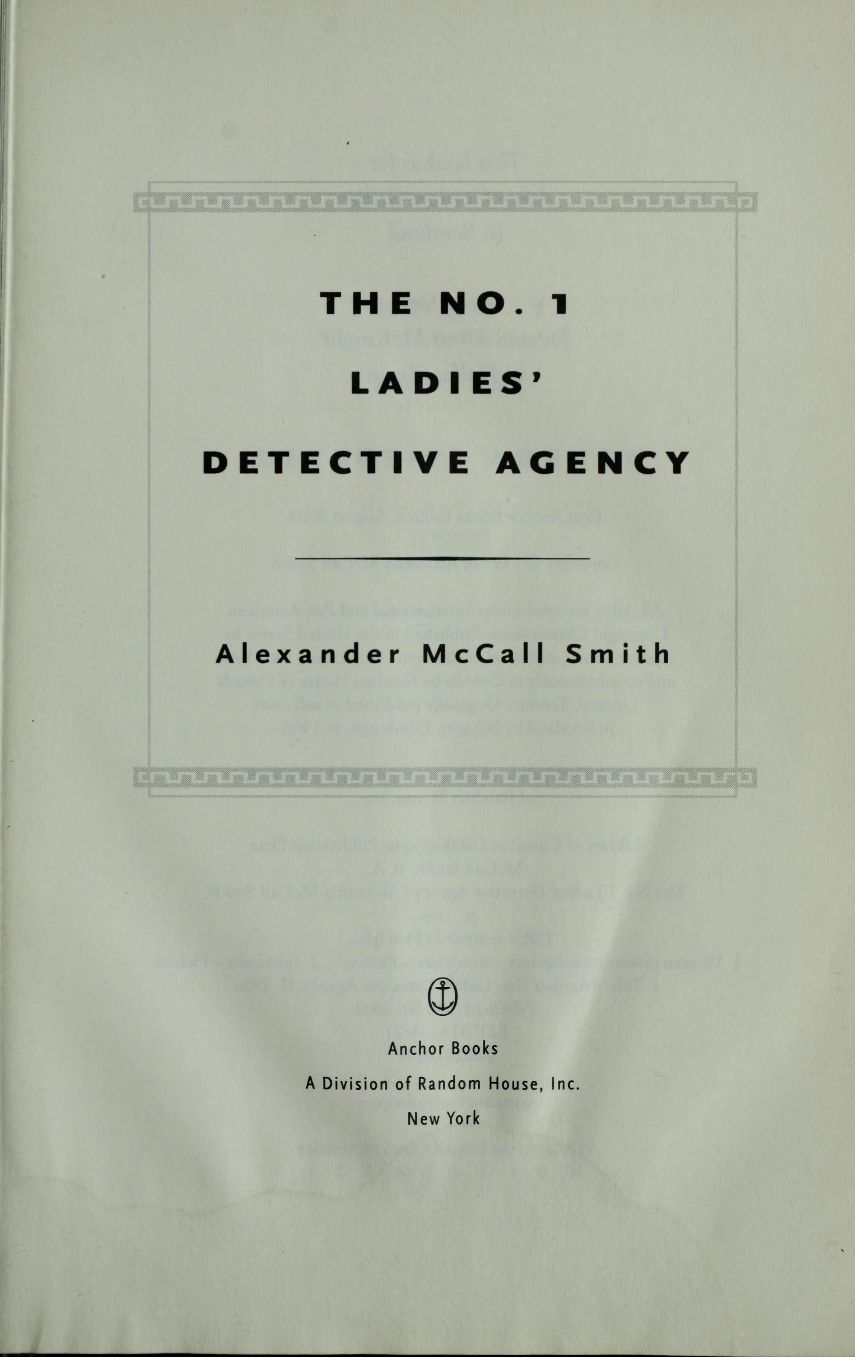 The No. 1 Ladies' Detective Agency