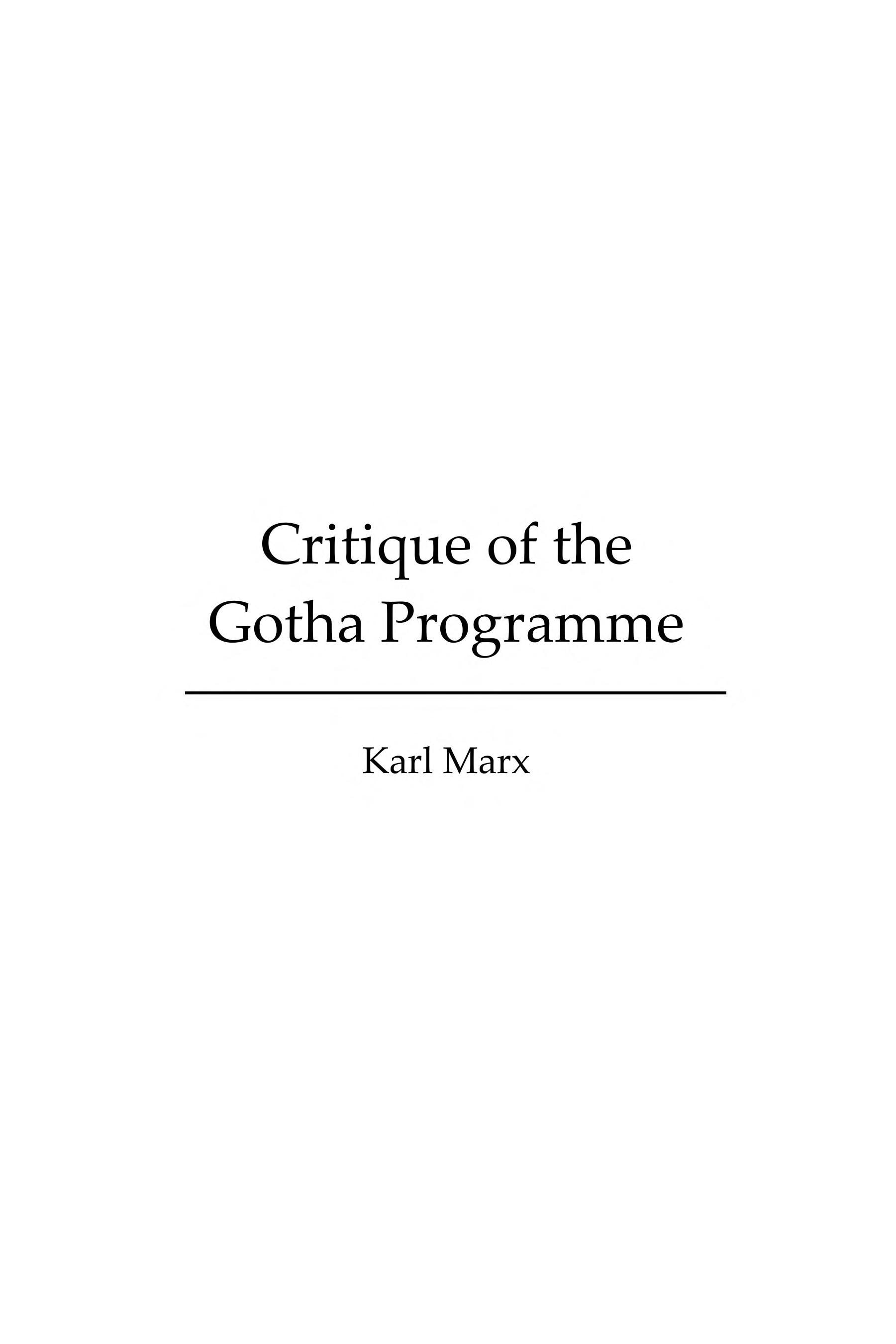 Critique of the Gotha Programme