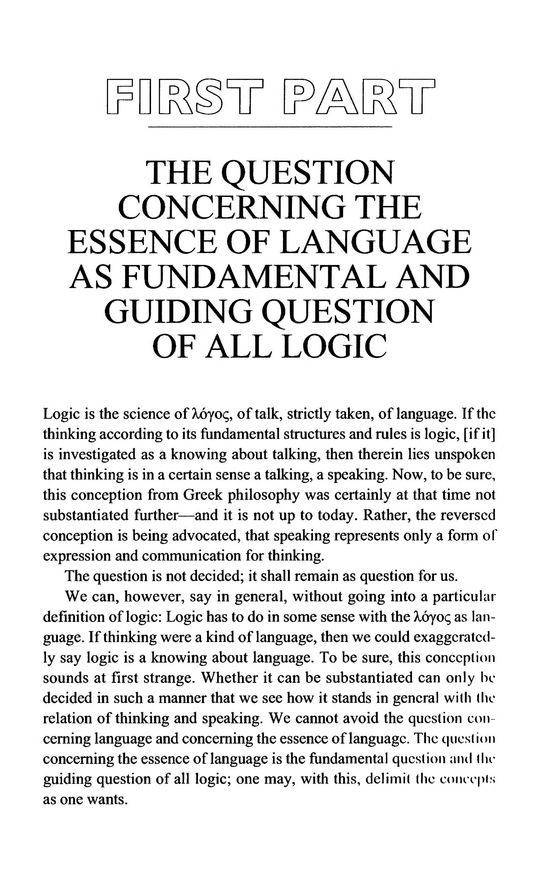 Logic as the Question Concerning the Essence of Language