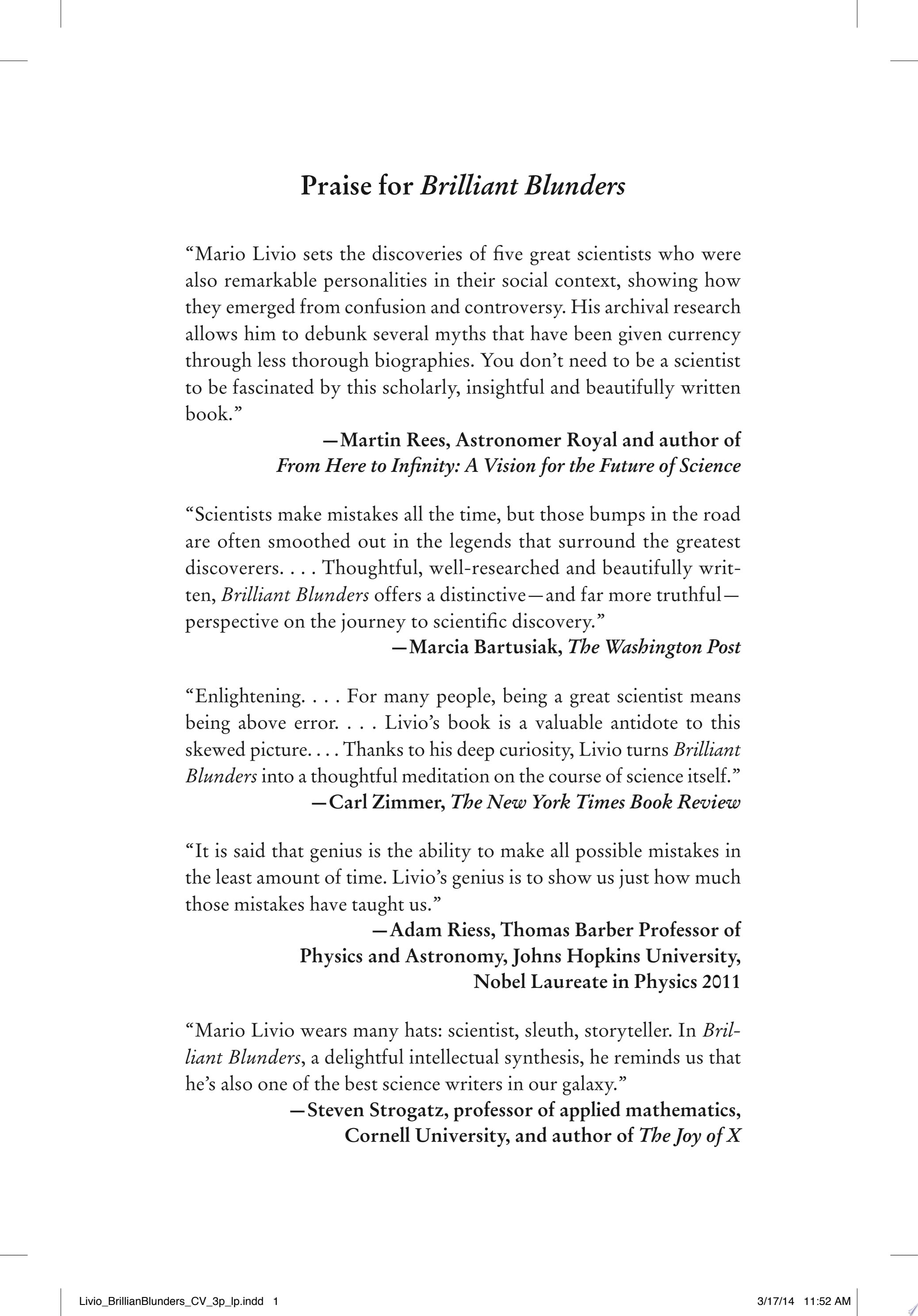 Brilliant Blunders From Darwin to Einstein - Colossal Mistakes by Great Scientists That Changed Our Understanding of Life and the Universe
