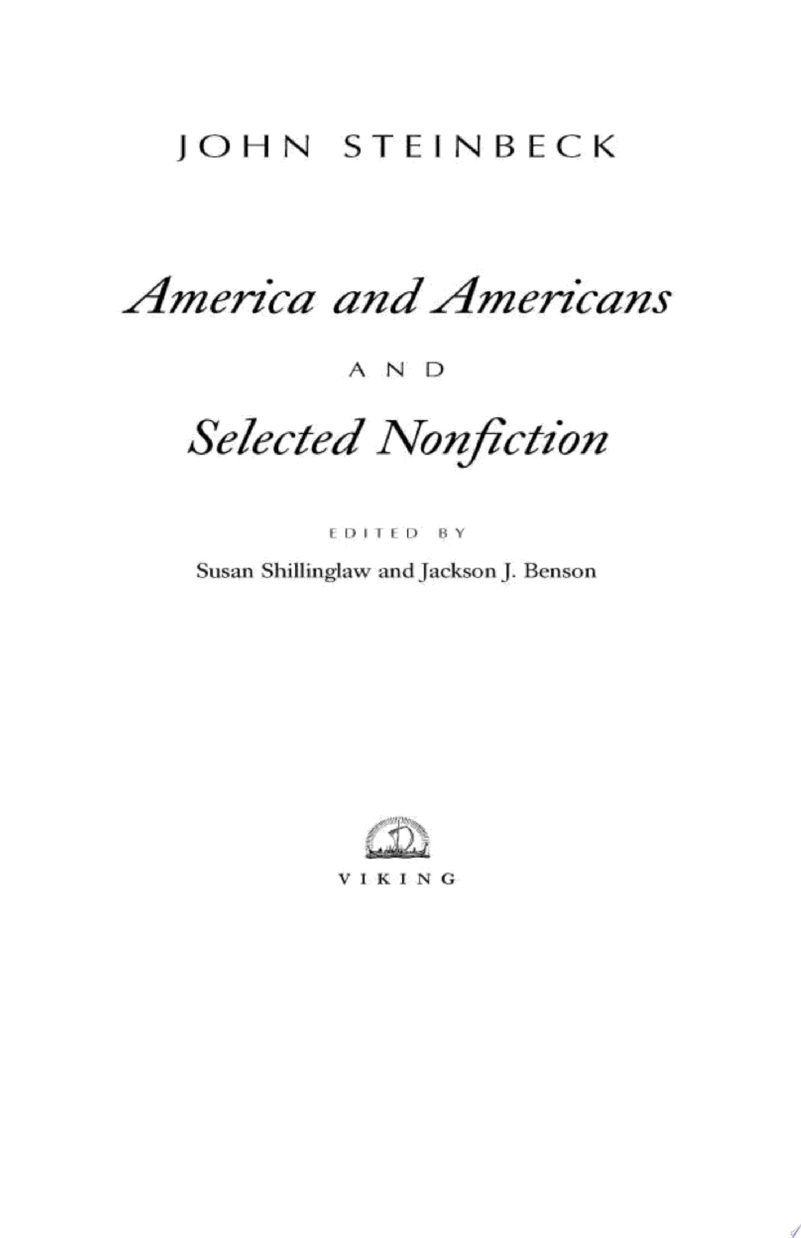 America and Americans and Selected Nonfiction