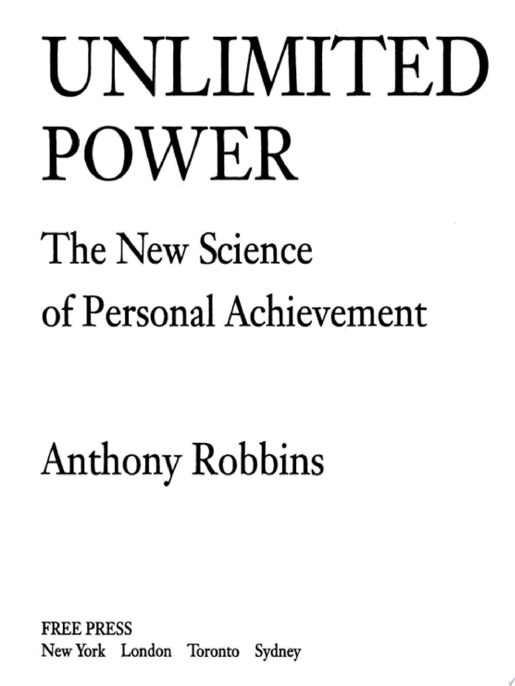 Unlimited Power The New Science of Personal Achievement