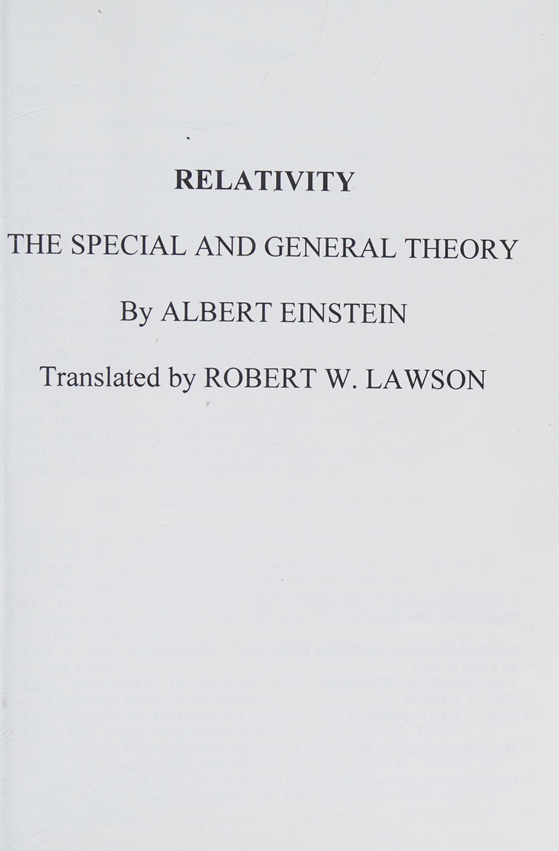 Relativity The Special and the General Theory
