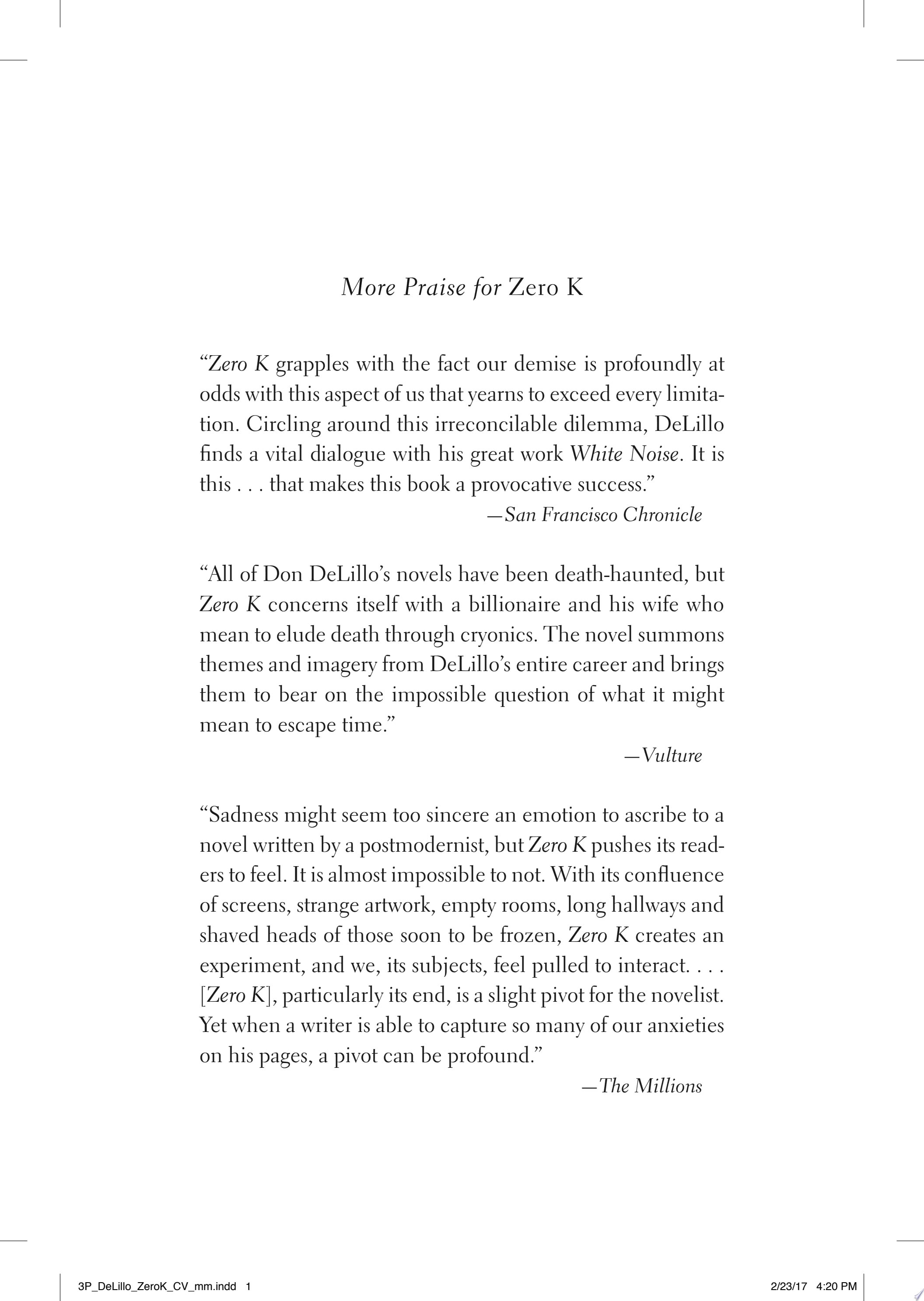 Zero K A Novel
