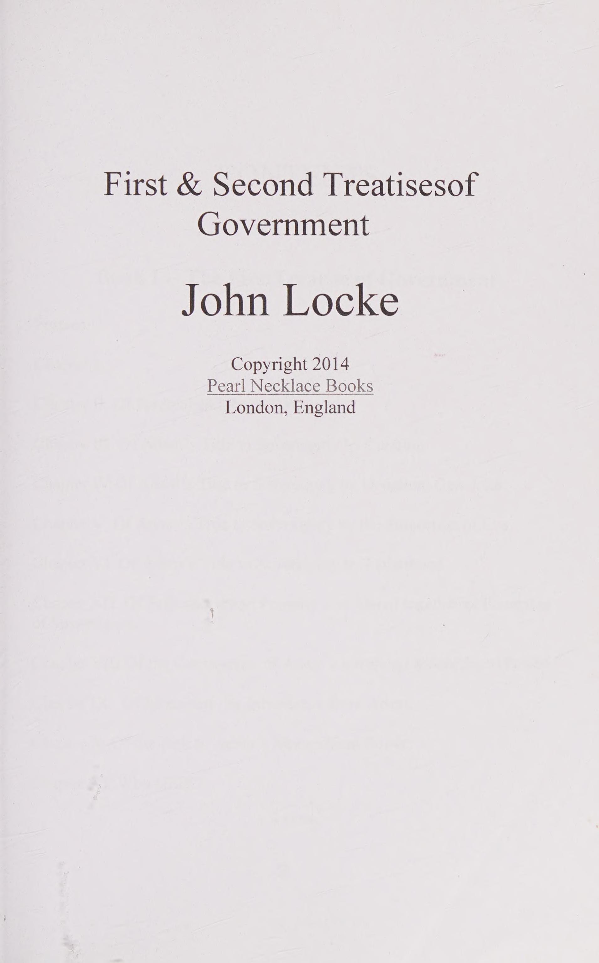 The First and Second Treatises of Government