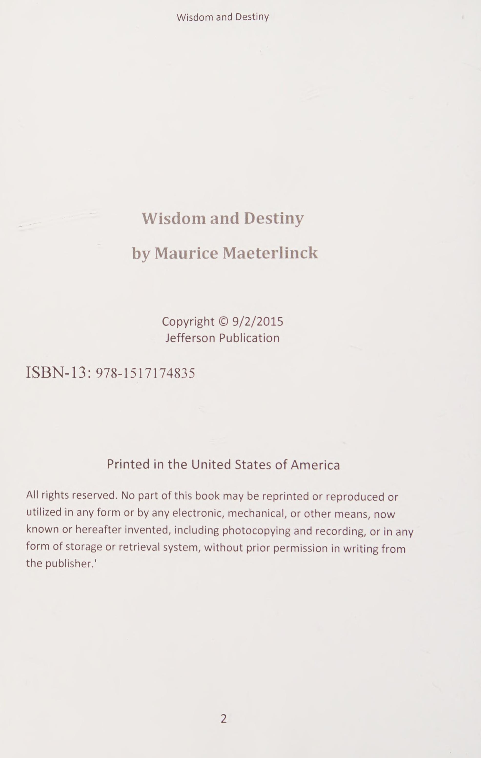 Wisdom and Destiny