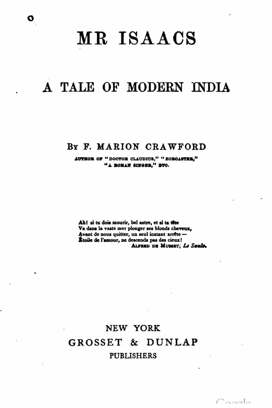 Mr. Isaacs A Tale of Modern India
