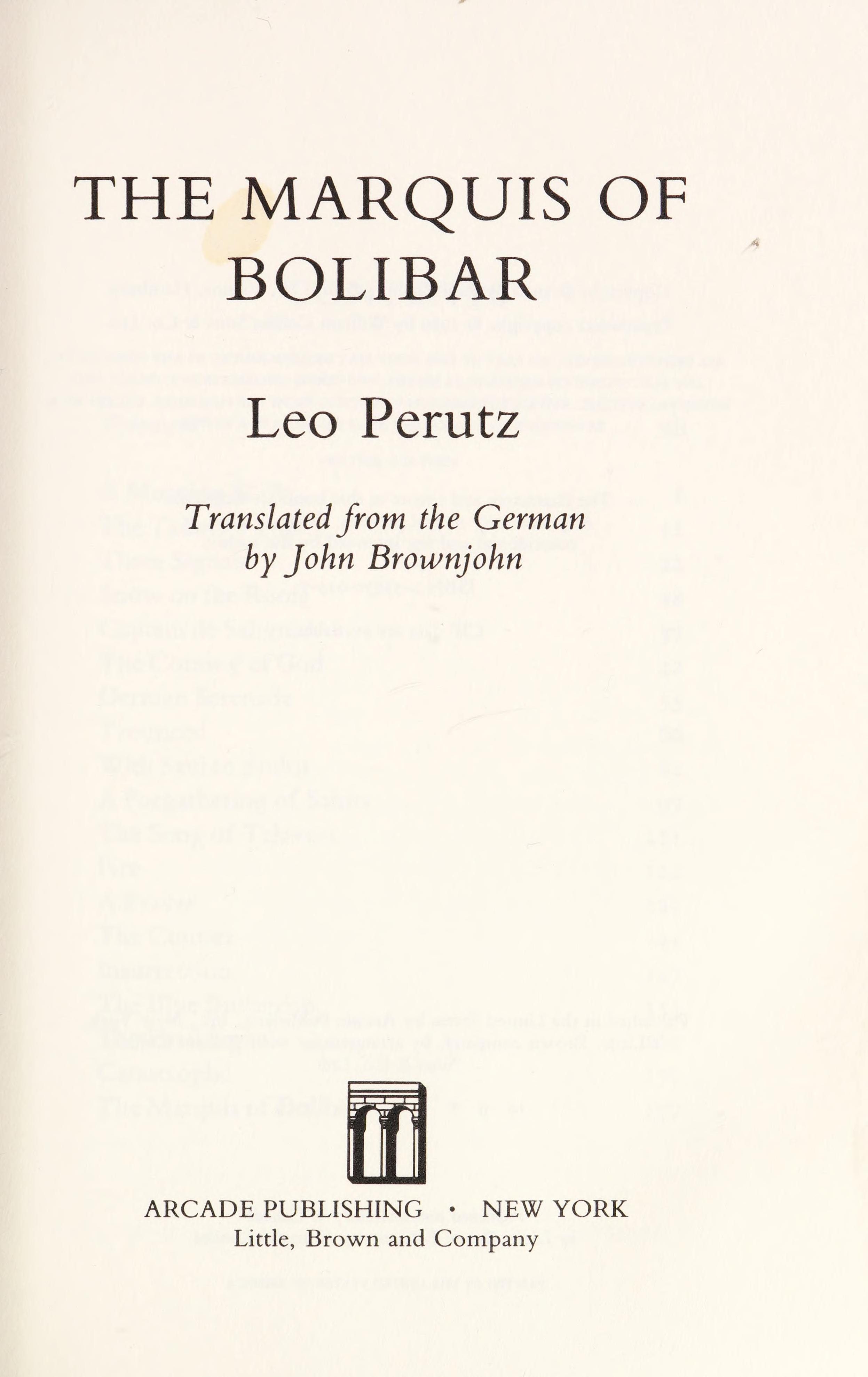 The Marquis of Bolibar