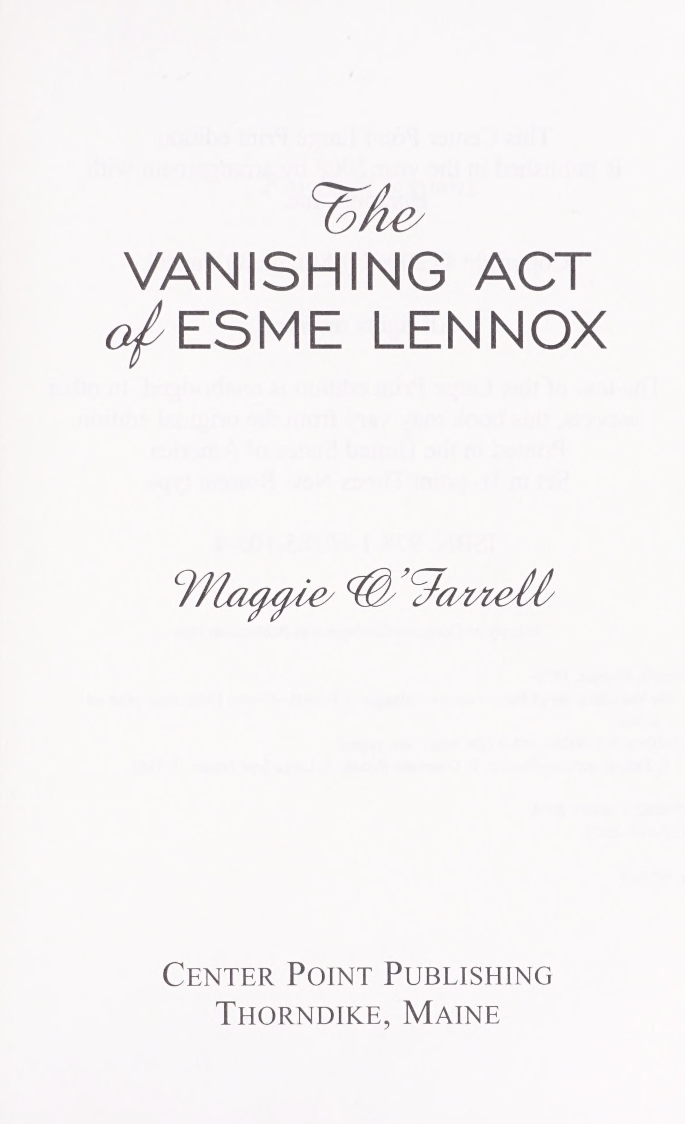 The Vanishing Act of Esme Lennox
