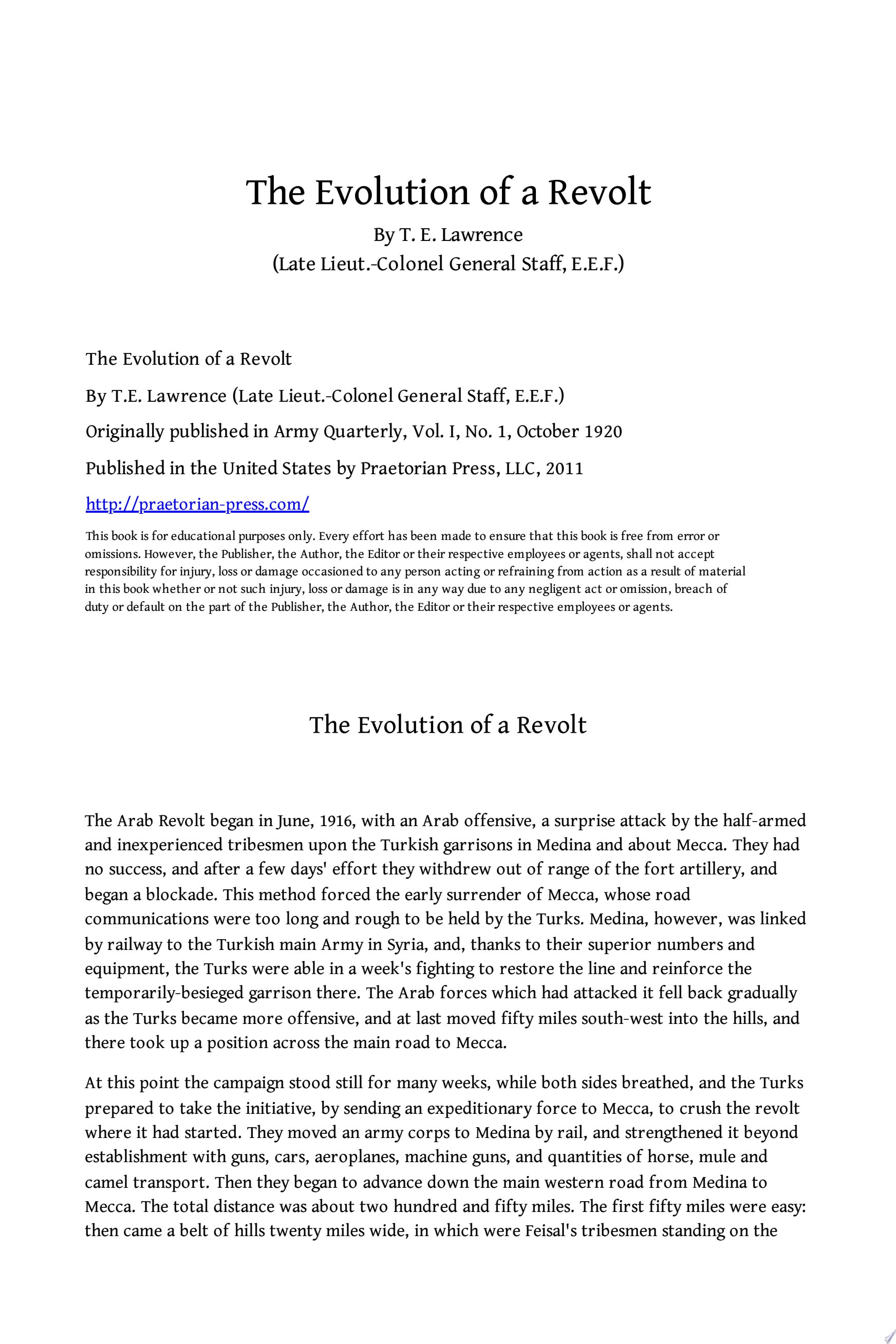 Evolution of a Revolt
