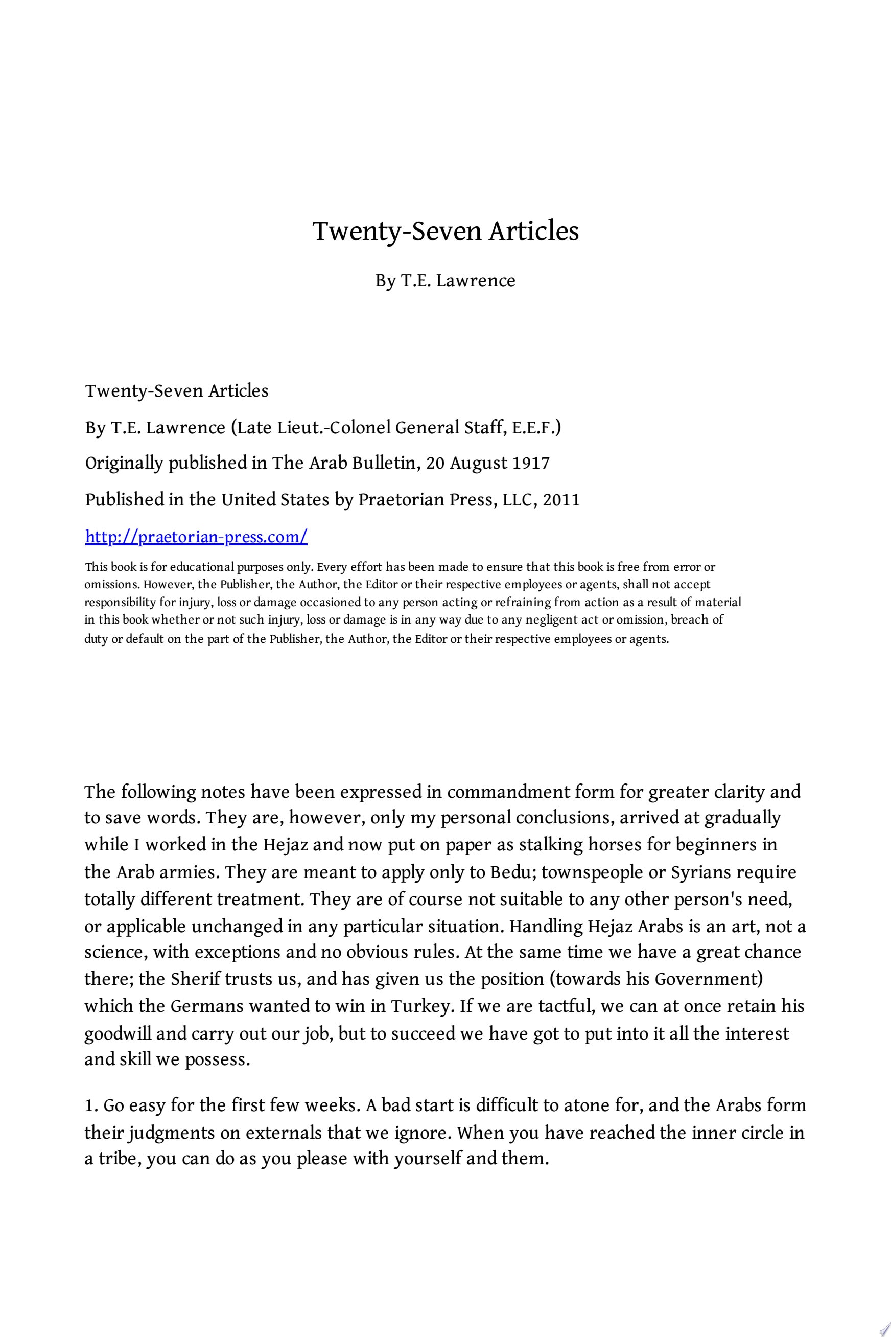 Twenty-Seven Articles