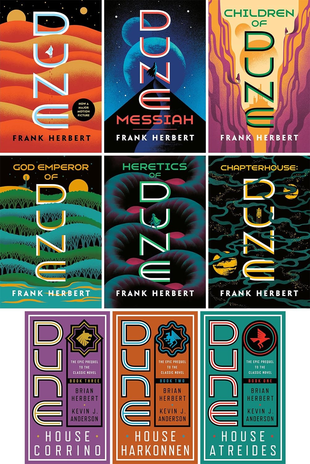 Dune Complete Series and Prelude Series Set, 9 Books (Trade Paperback)