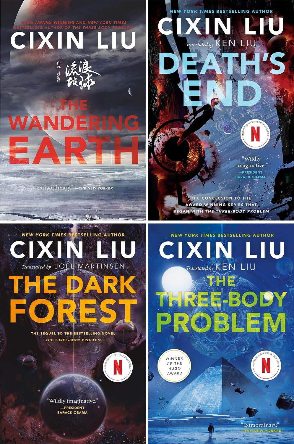 Cixin Liu Bestselling Collecting Books Series, Set of 4 Books. the Three-Body Problem, the Wandering Earth, the Dark Forest and Death's End