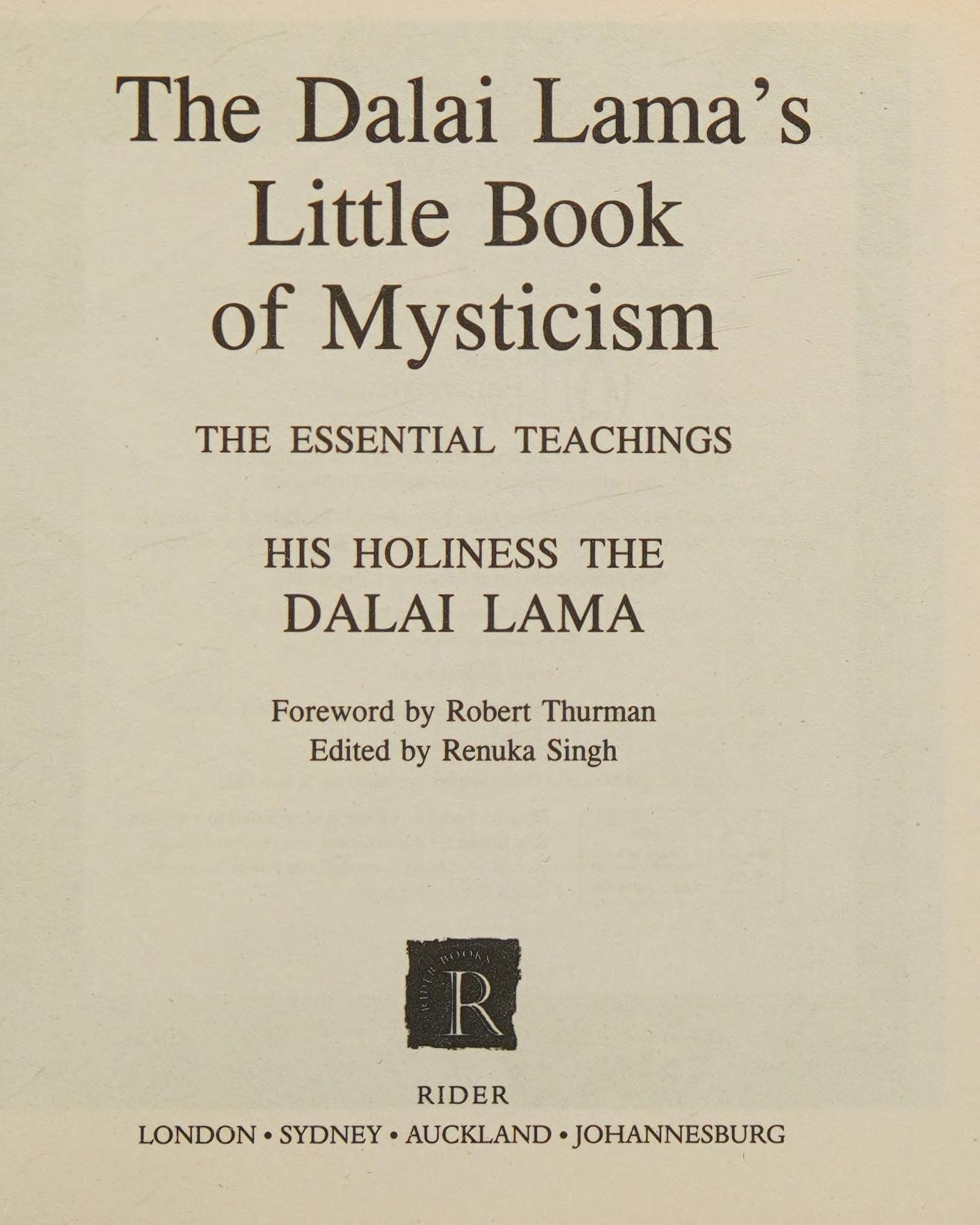 The Dalai Lama's Little Book of Mysticism The Essential Teachings