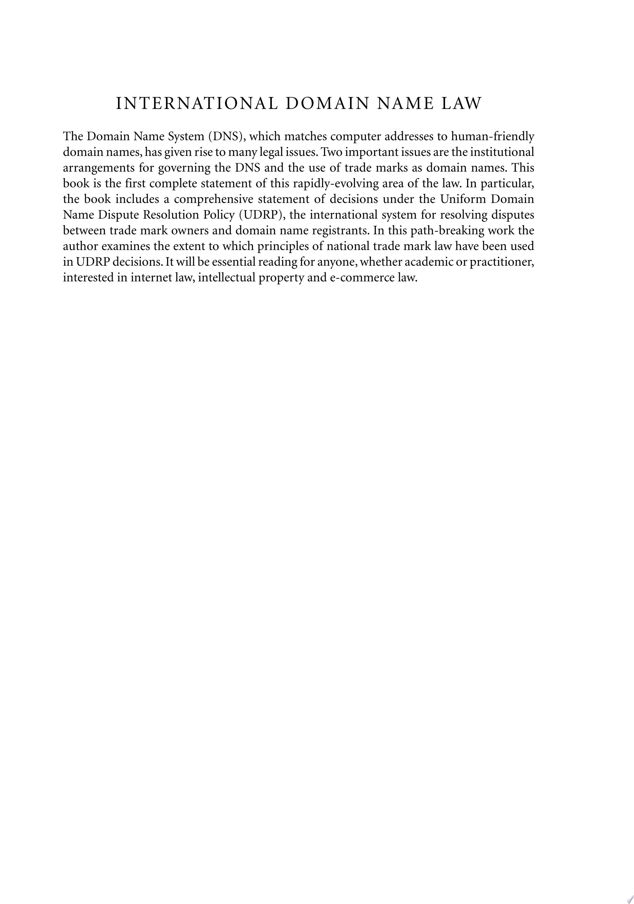International Domain Name Law