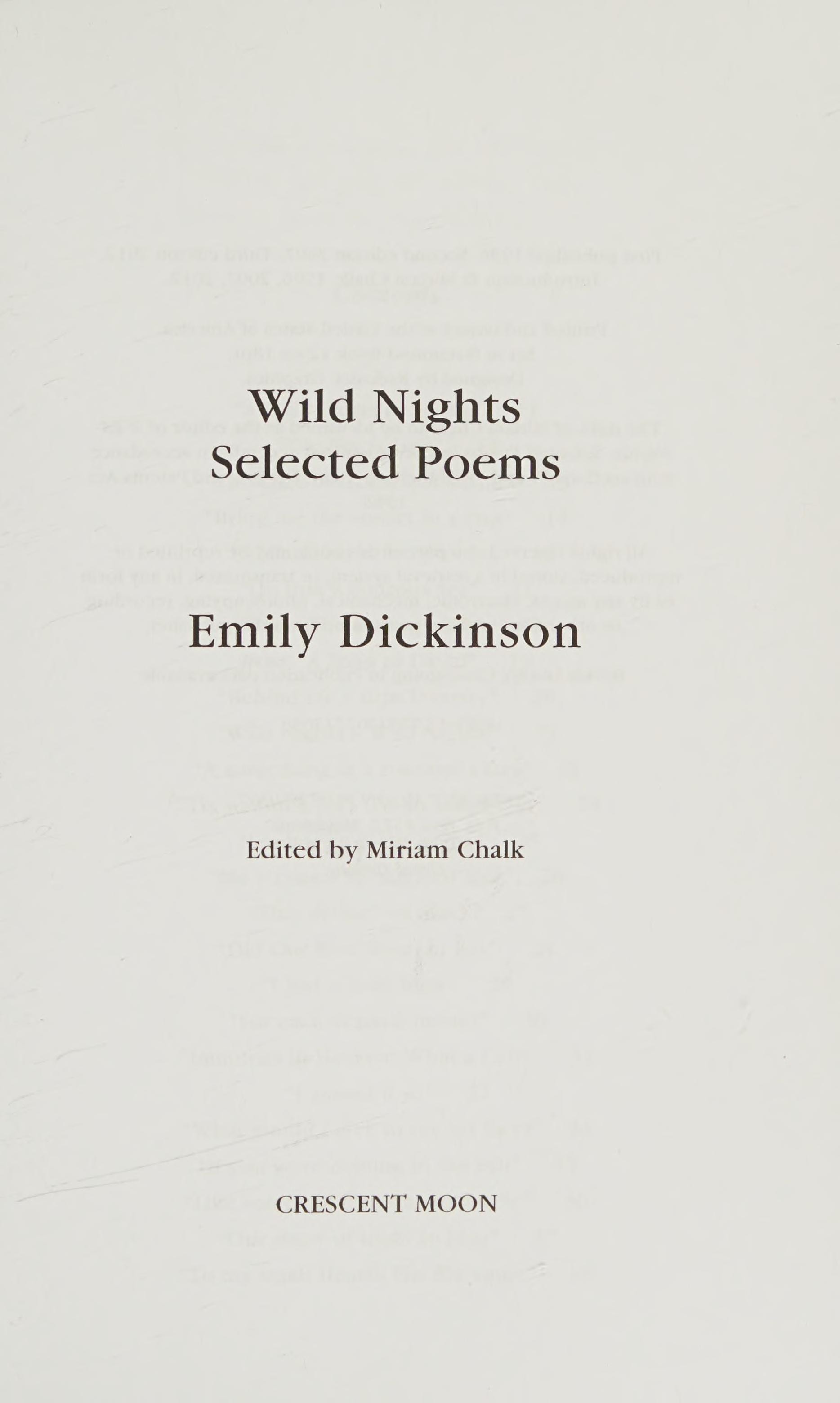 Wild Nights Selected Poems