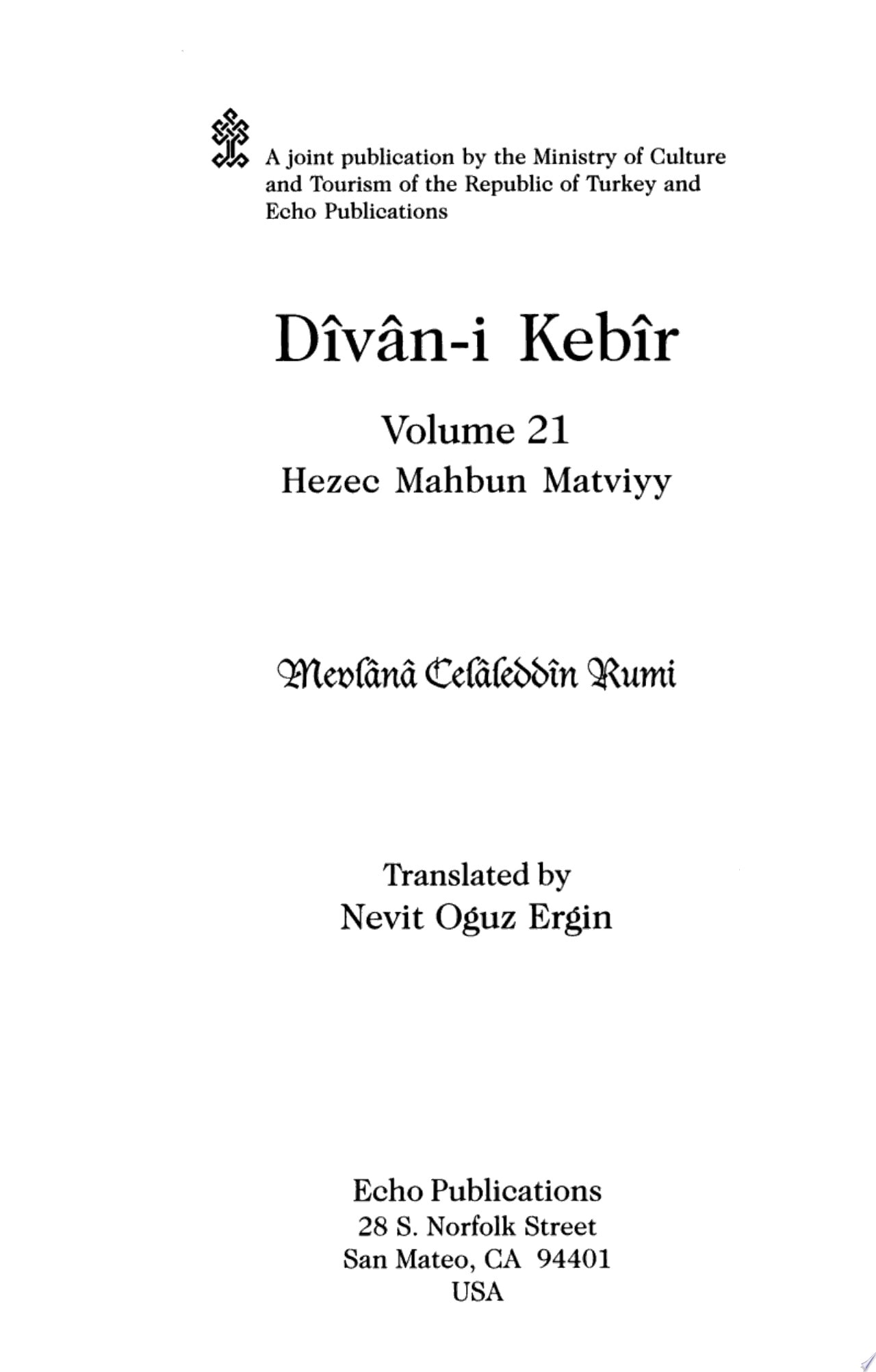 Divan-i Kebir Hezec Mahbun Matviyy