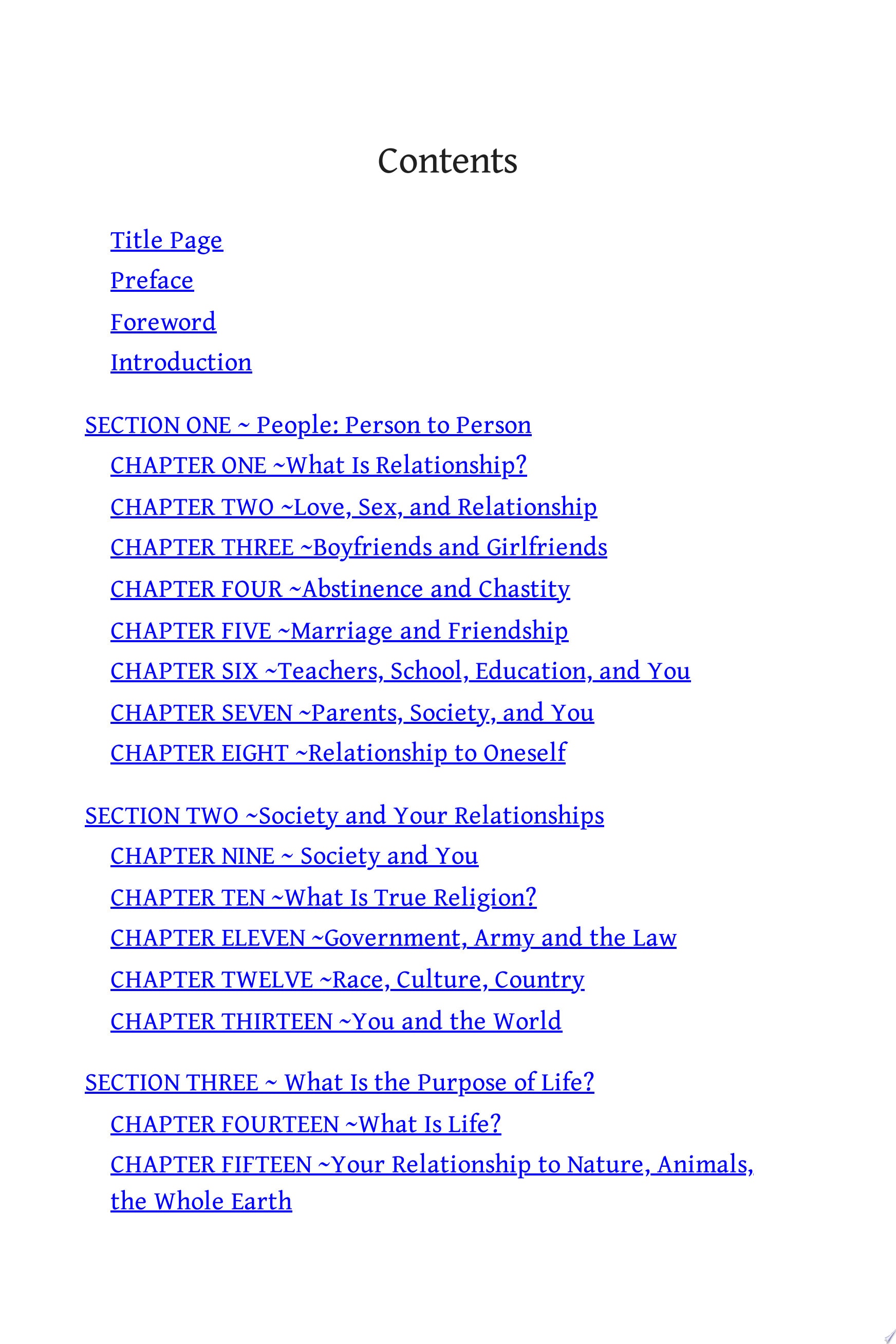 Relationships To Oneself, To Others,To the World
