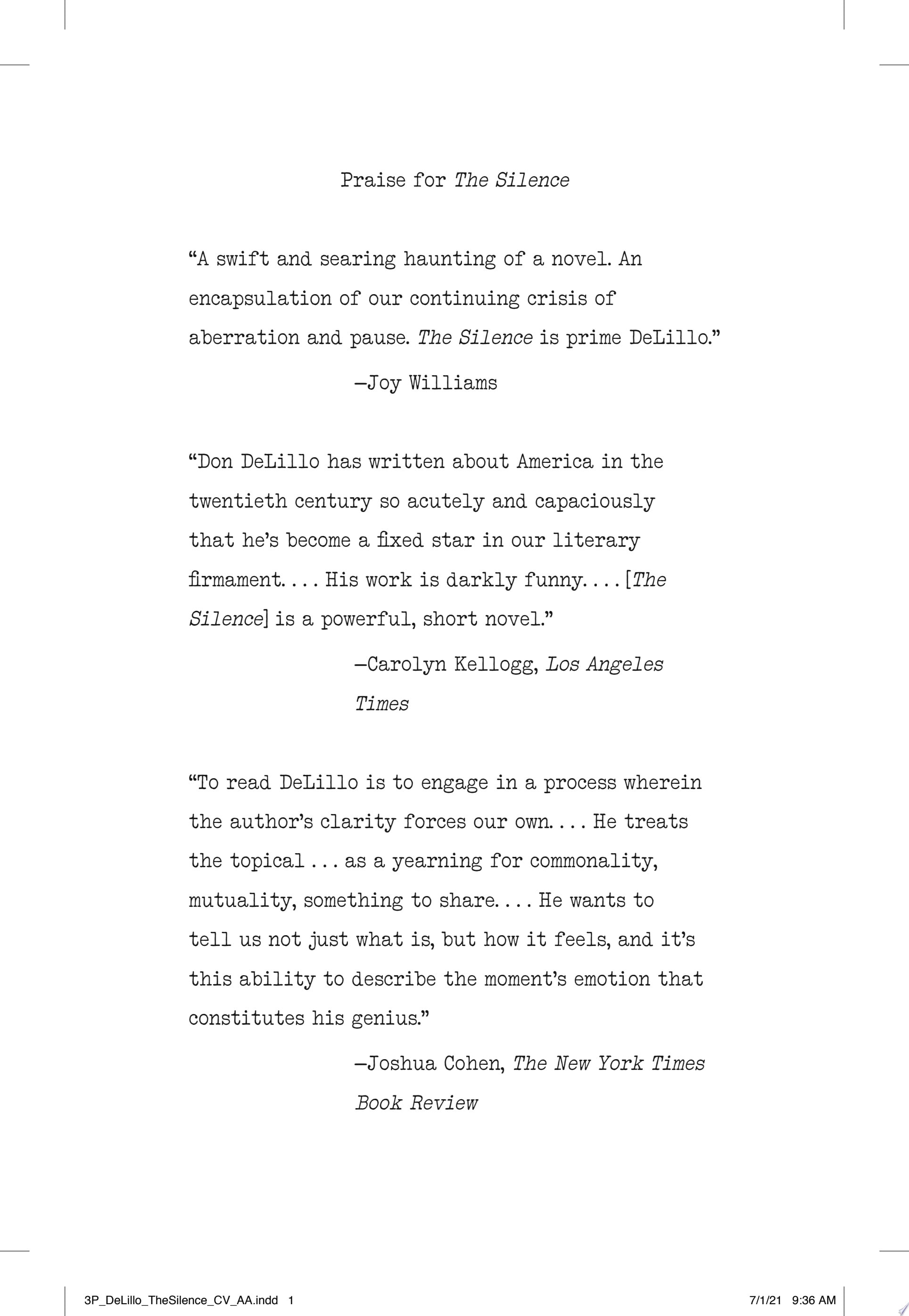 The Silence A Novel
