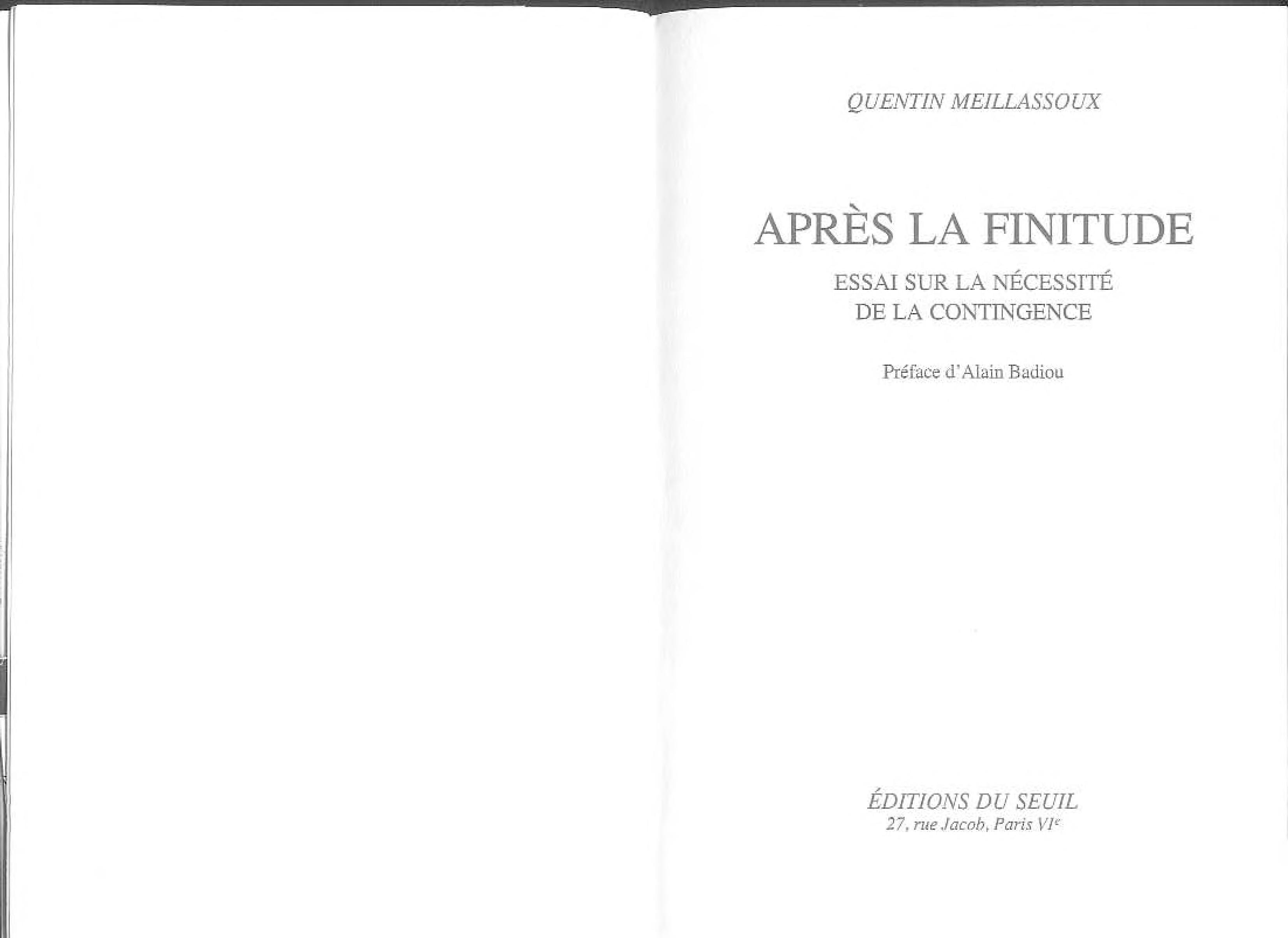 Après la finitude (French Edition)