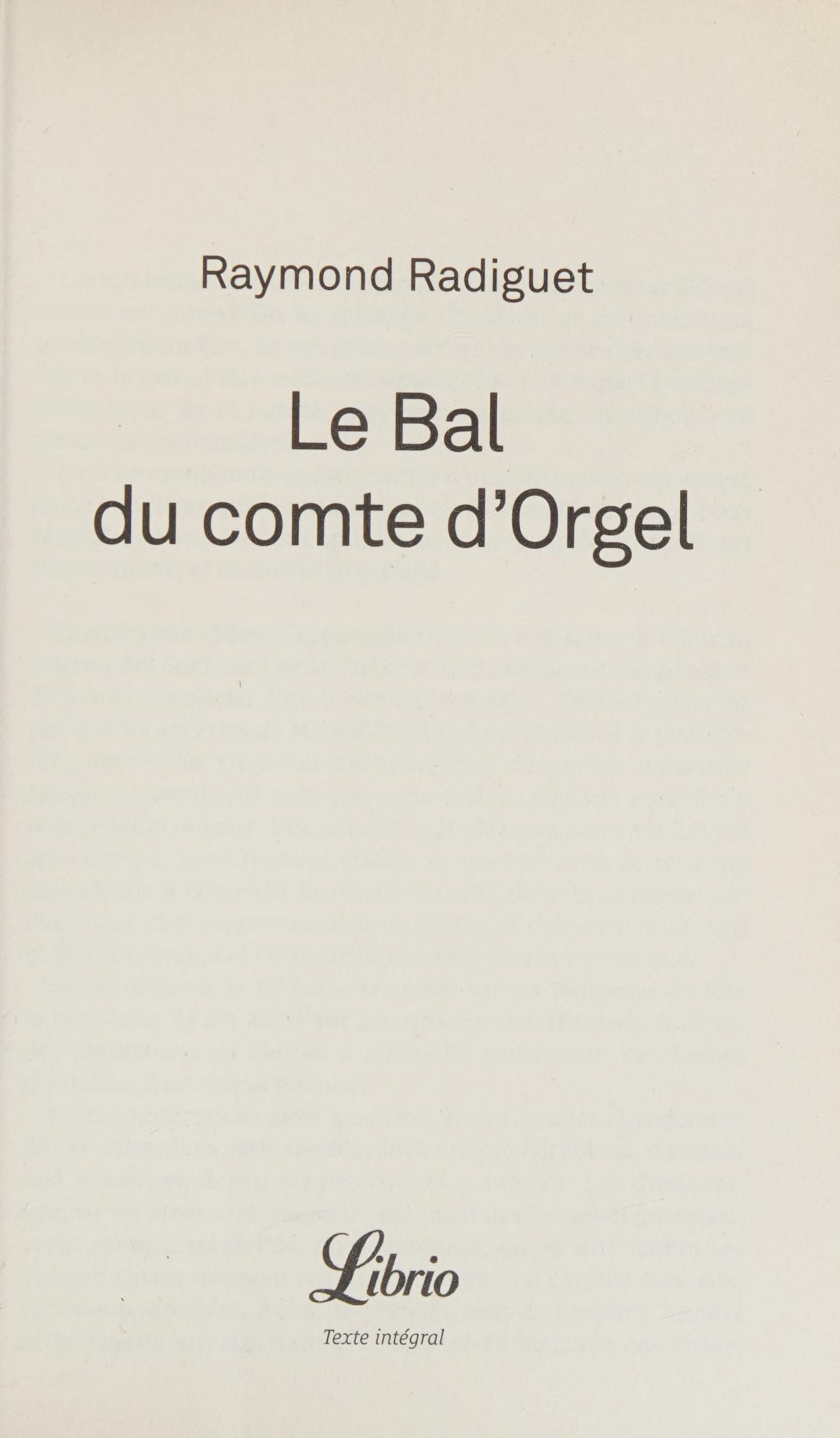 Le Bal du comte d'Orgel