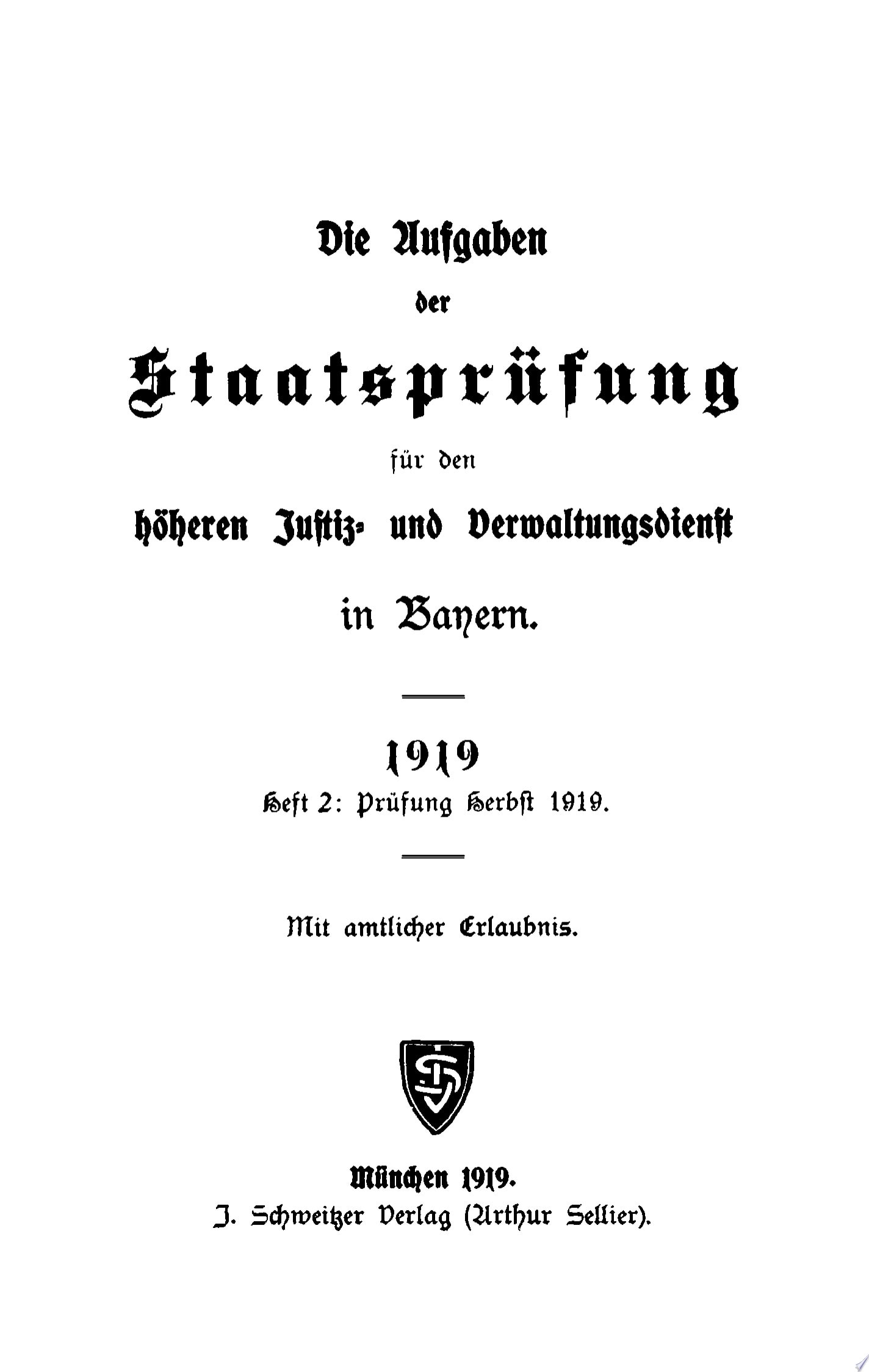 Prüfung Herbst 1919