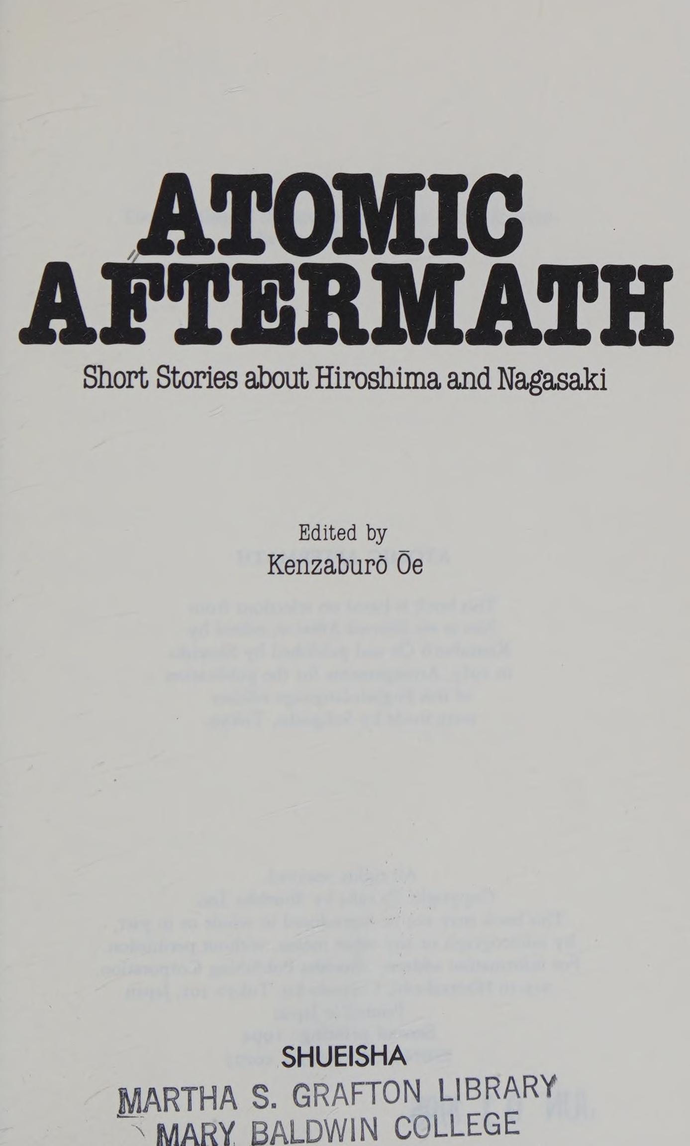 Atomic Aftermath Short Stories about Hiroshima and Nagasaki