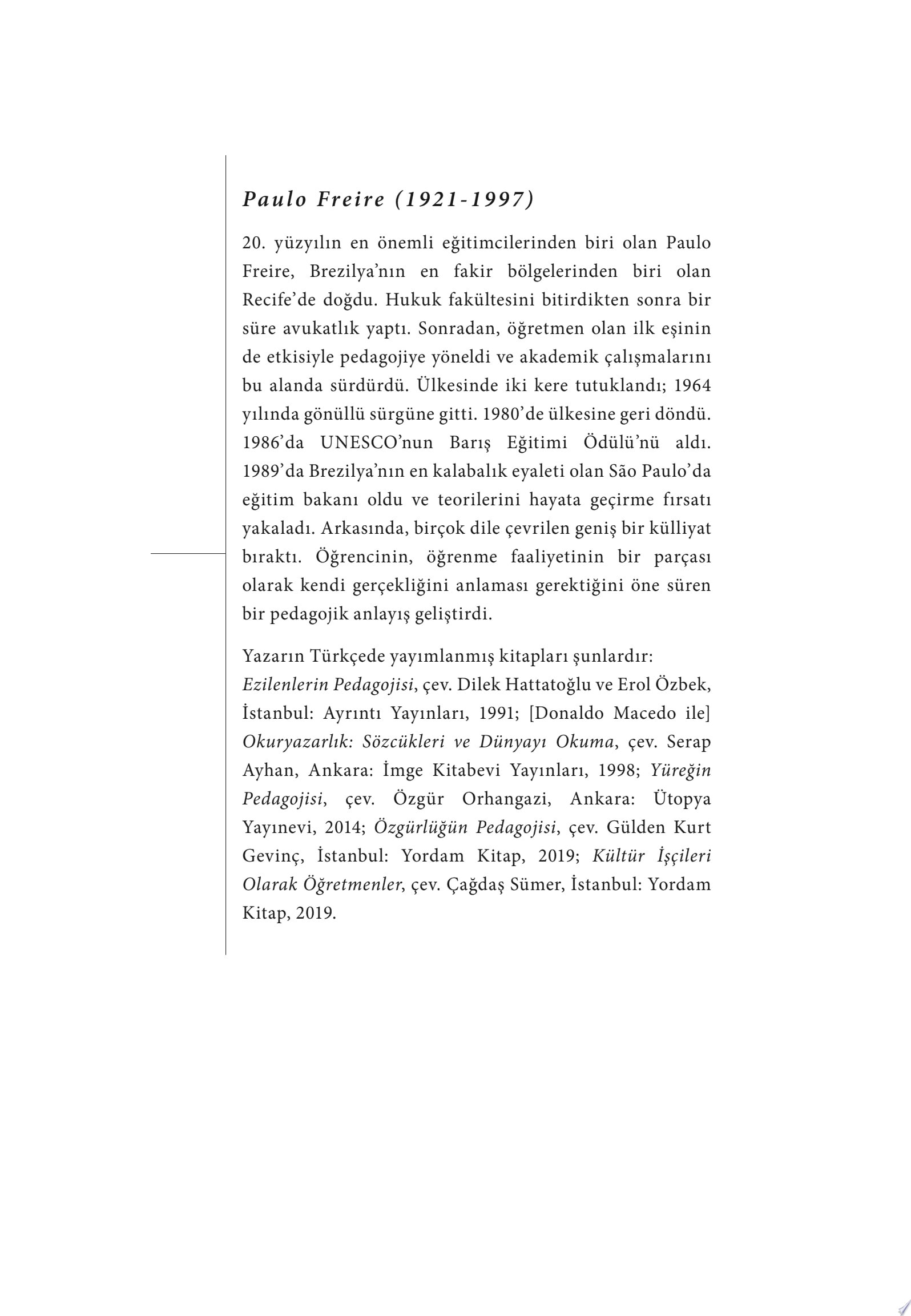 Özgürlüğün Pedagojisi Etik, Demokrasi ve Medeni Cesaret