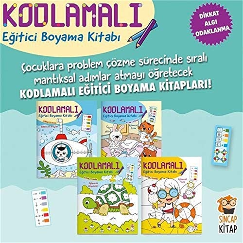 Kodlamali Egitici Boyama Kitabi 4-6 Yas (4 Kitap Takim): 1. ve 2. Seviye