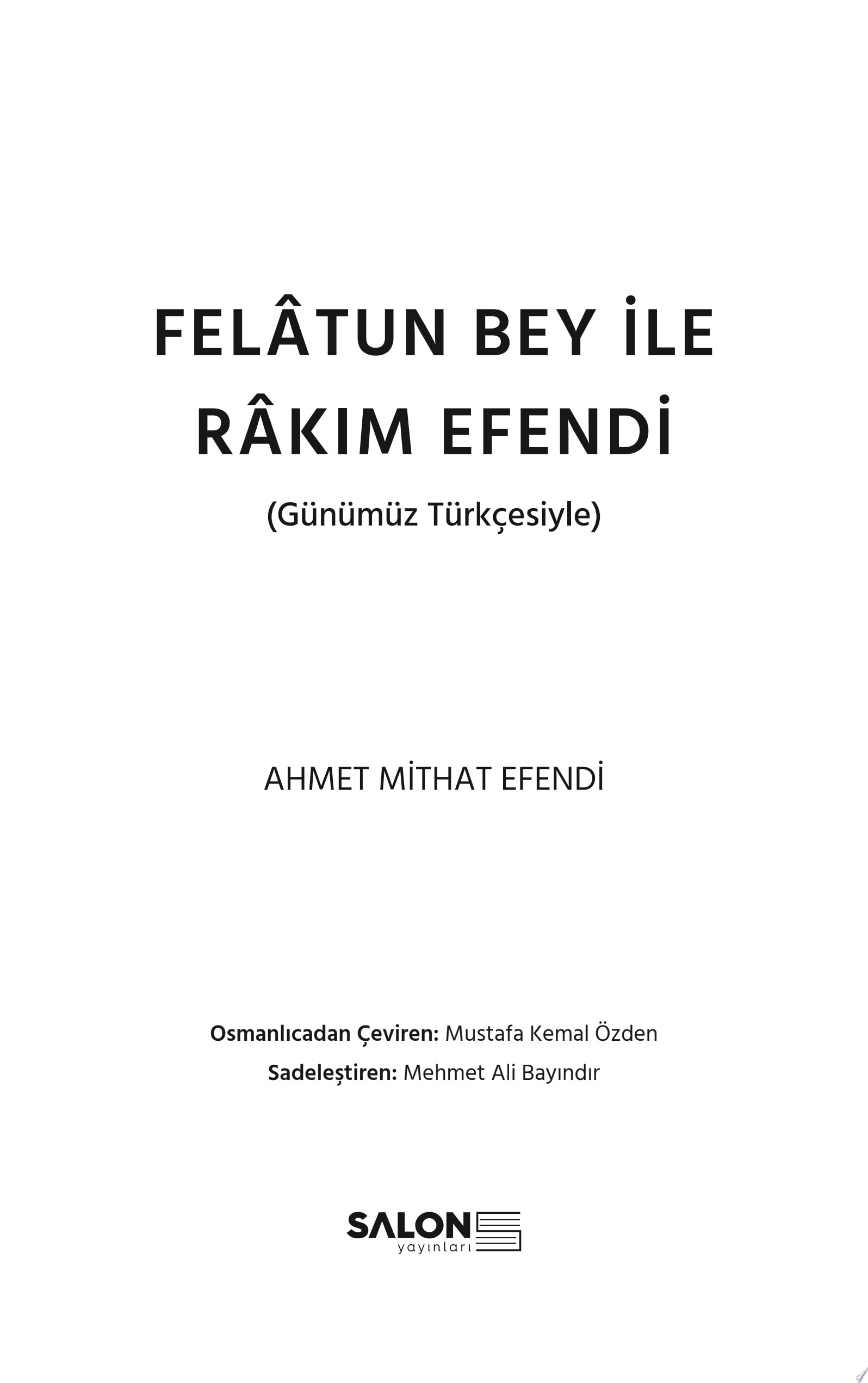 Felatun Bey İle Rakım Efendi