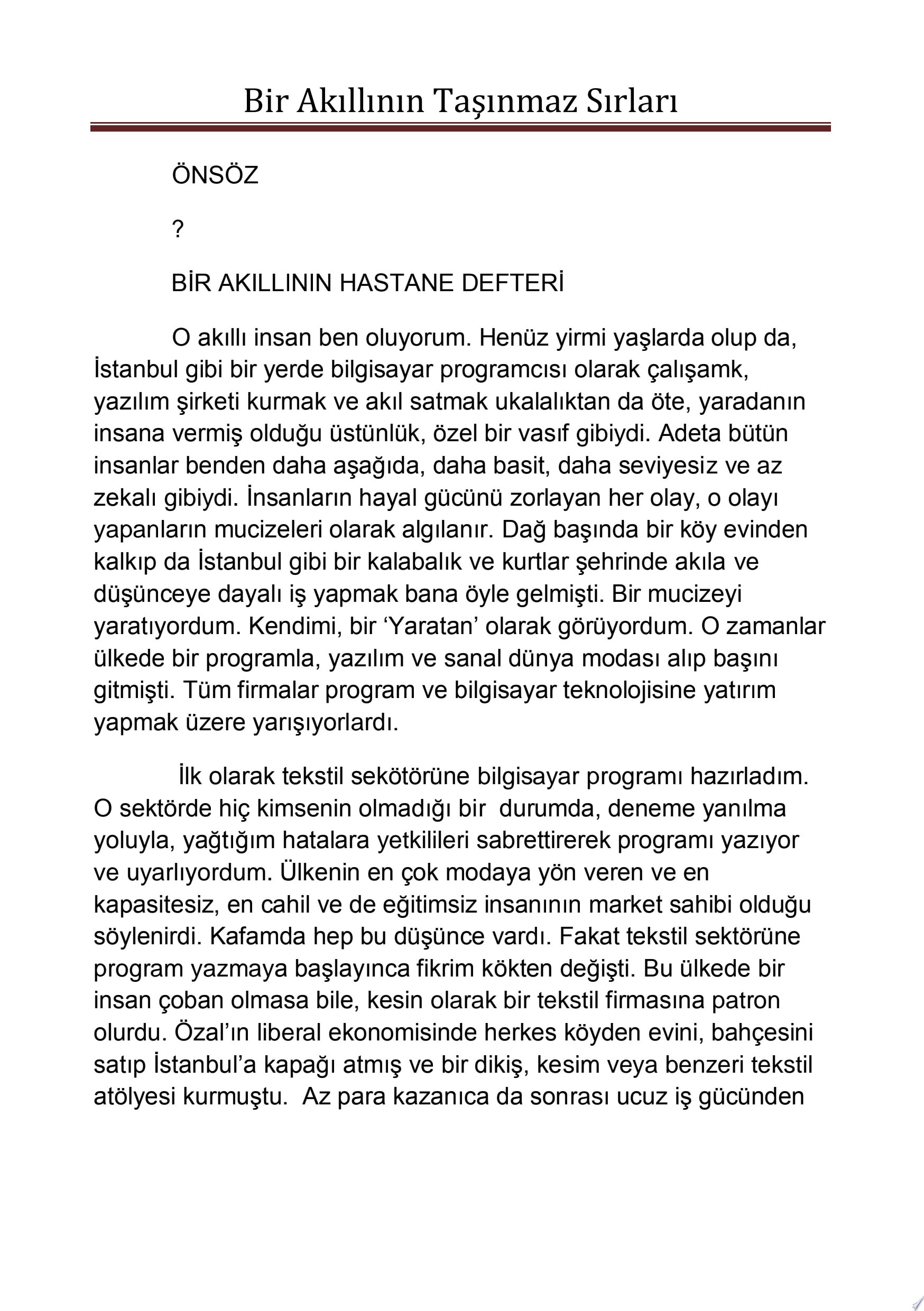 Bir Akıllının Taşınamaz Sırları