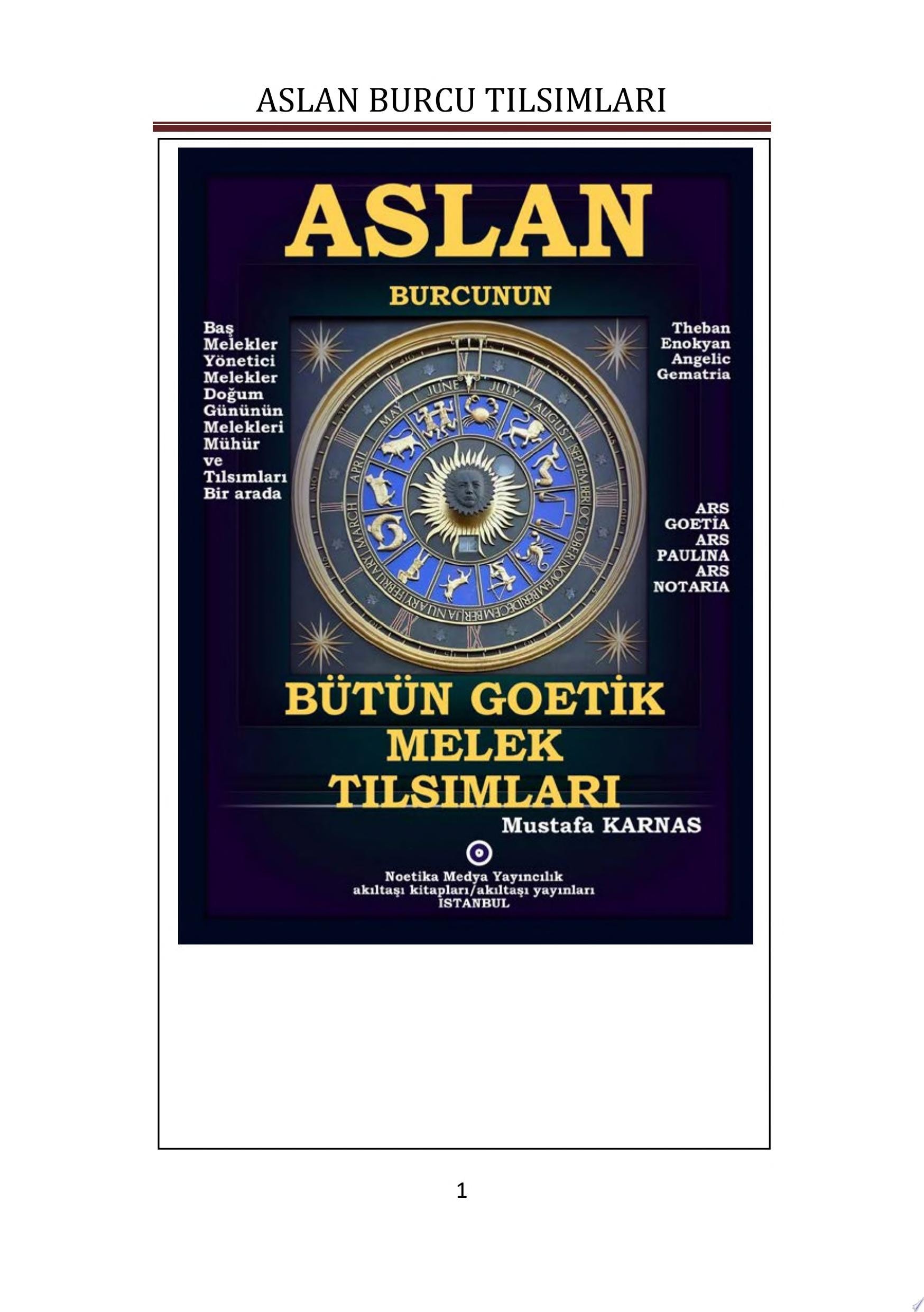 ASLAN BURCUNUN BÜTÜN GOETİK MELEK TILSIMLARI