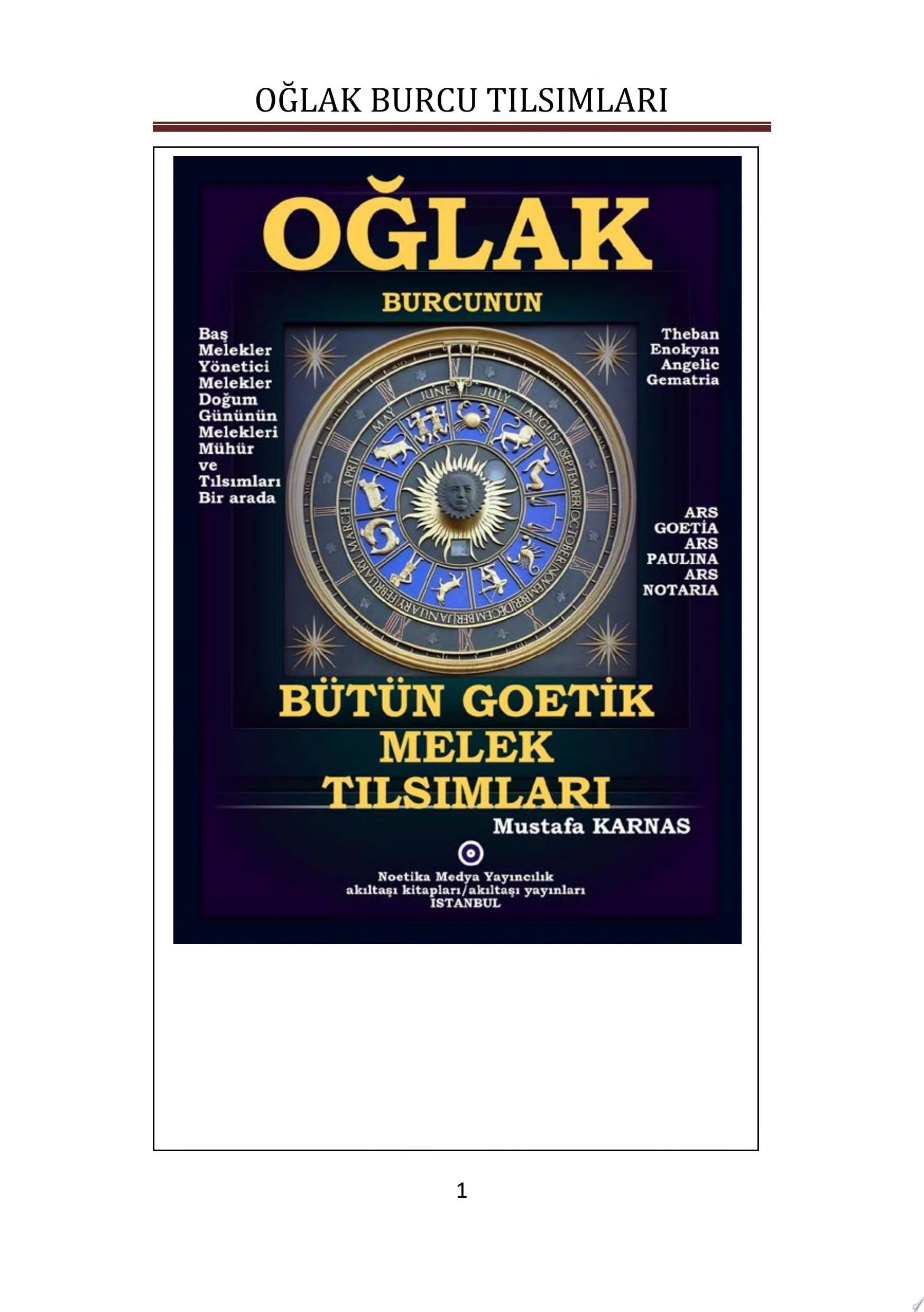 OĞLAK BURCUNUN BÜTÜN GOETİK MELEK TILSIMLARI