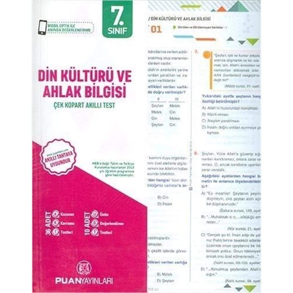 7. Sınıf Din Kültürü ve Ahlak Bilgisi Çek Kopart Akıllı Test