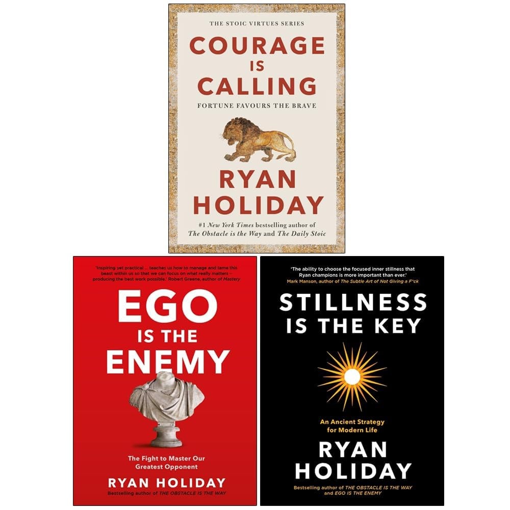 Ryan Holiday 3 Books Collection Set (Ego is the Enemy, The Obstacle is the Way, Stillness is the Key)