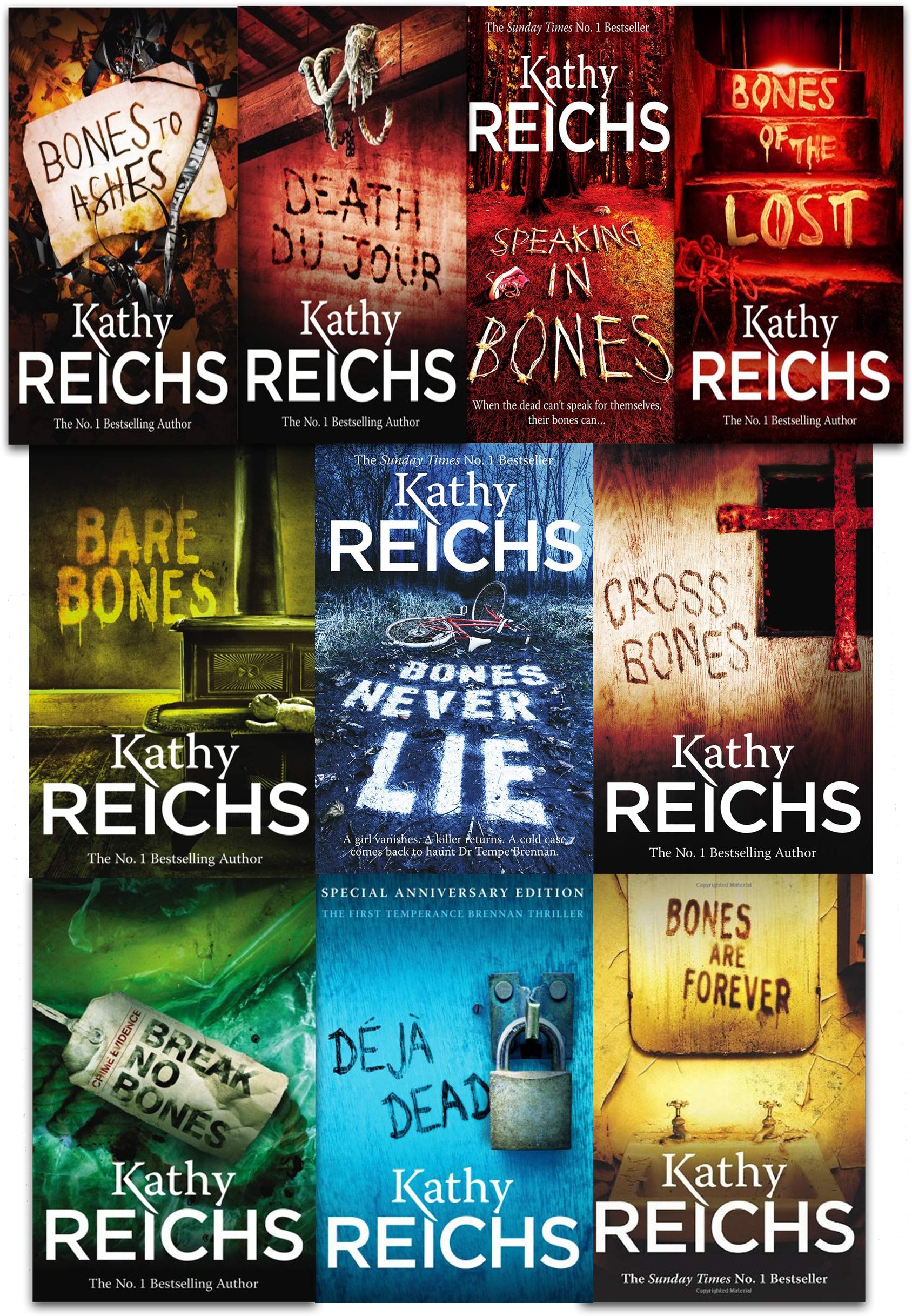 Kathy Reichs Temperance Brennan Collection 10 Books Set (Deja Dead, Death Du Jour, Bare Bones, Speaking in Bones, Bones to Ashes and More)