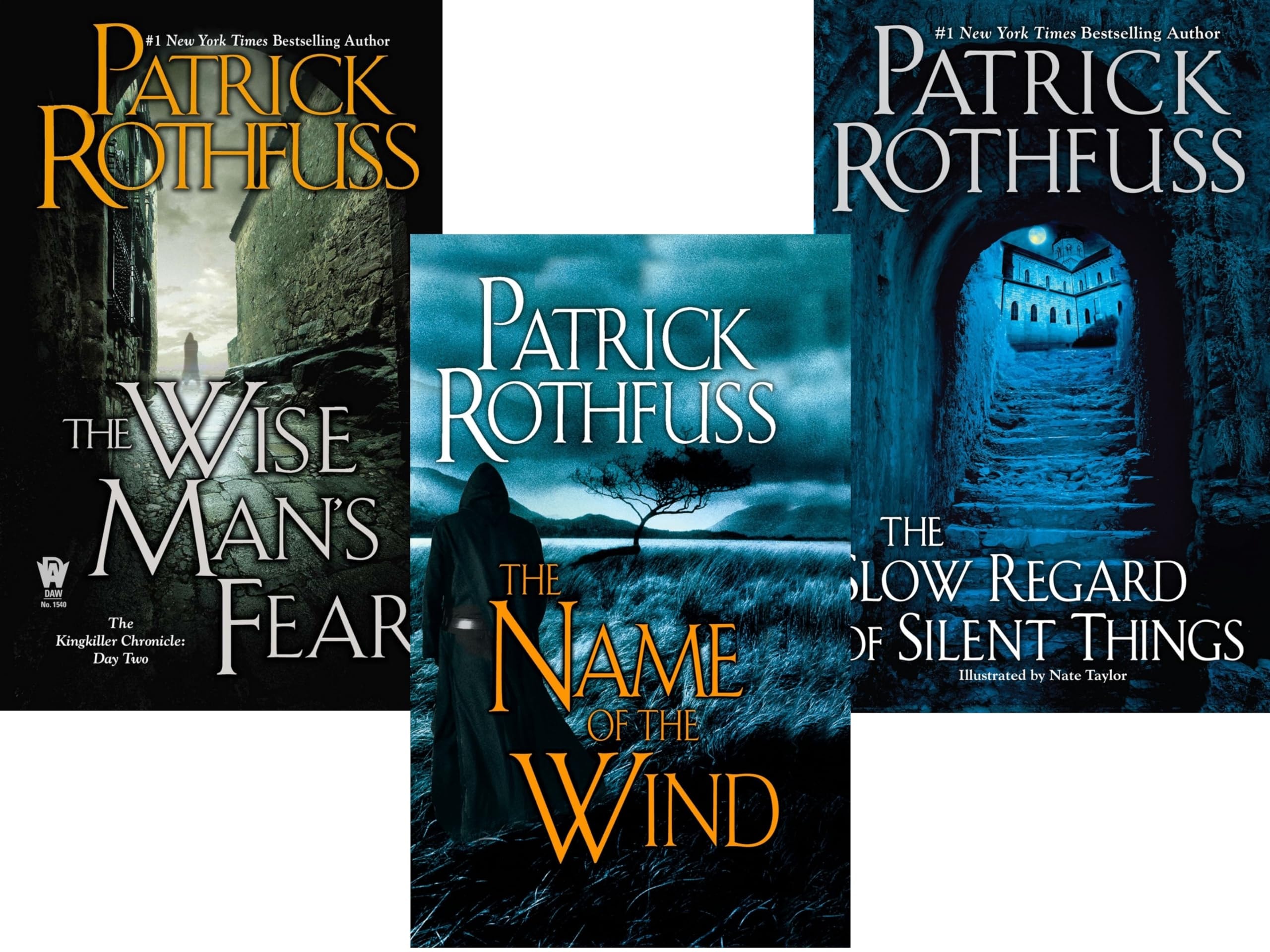 Kingkiller Chronicle Patrick Rothfuss Collection 3 Books Set (The Wise Man's Fear, The Slow Regard of Silent Things, The Name of the Wind)
